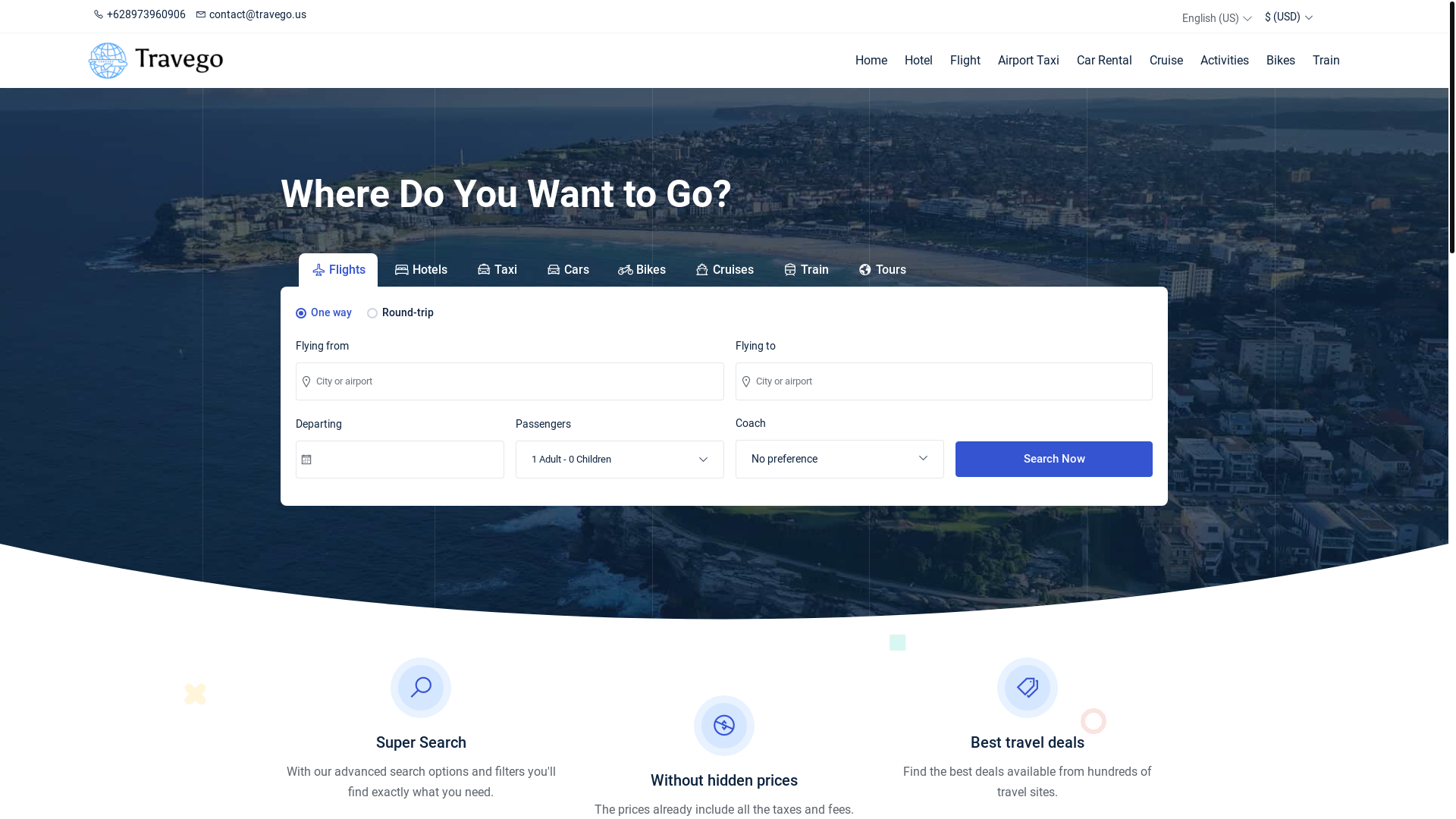 website screenshot of https://travezing.site/