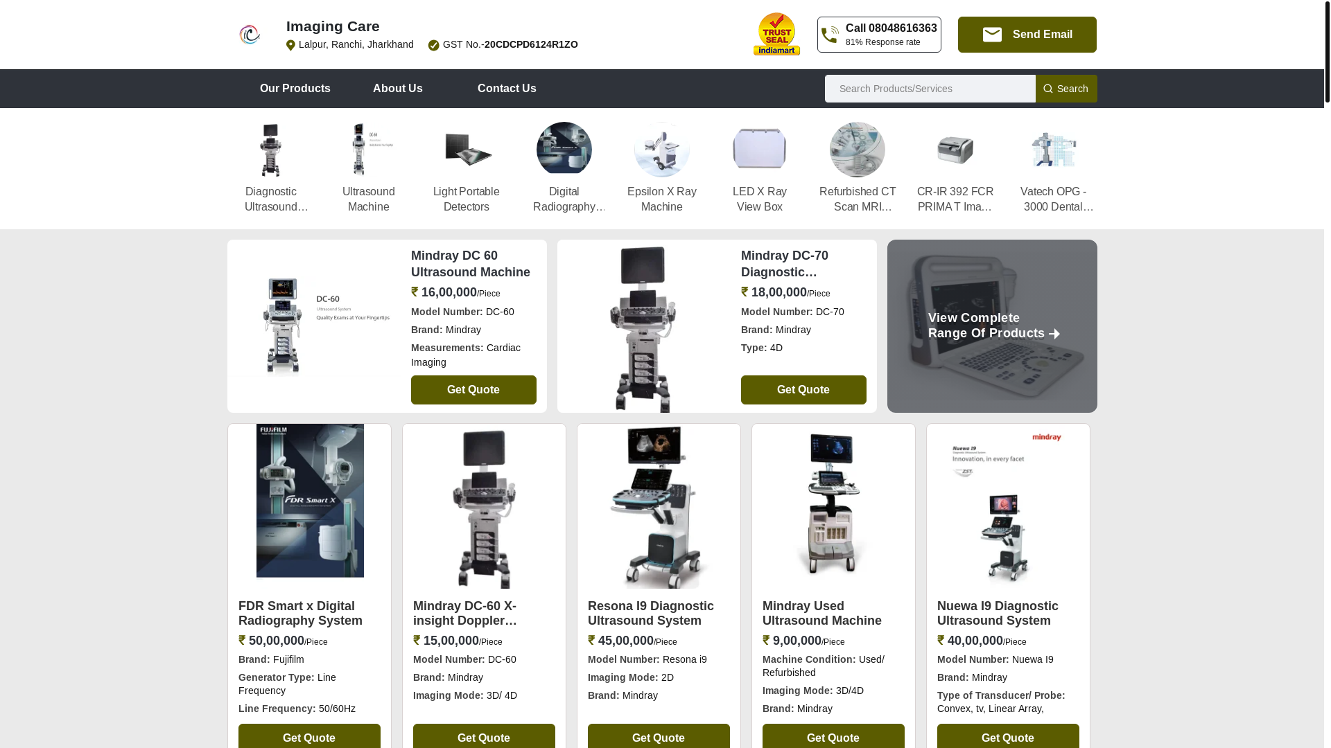 website screenshot of https://imagingcare.co.in/