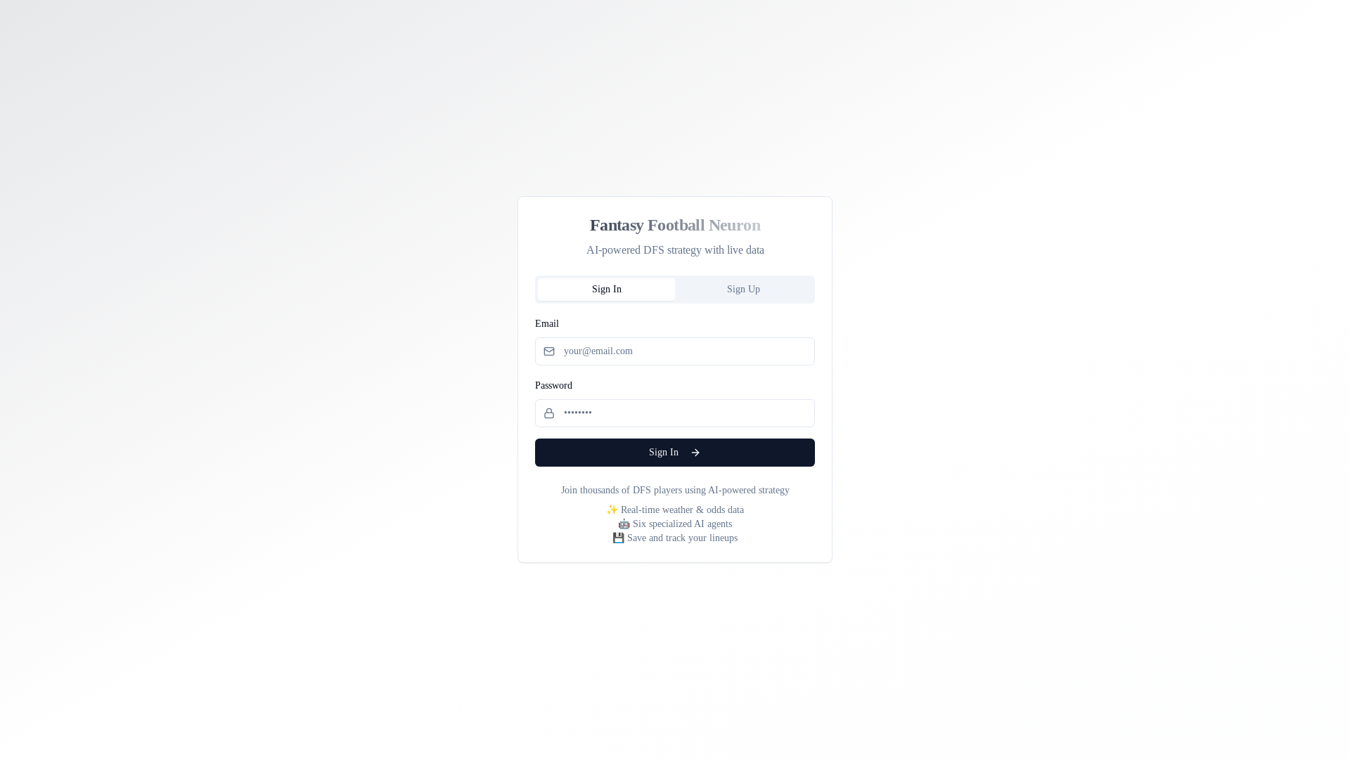website screenshot of https://fantasyfootballneuron.app/