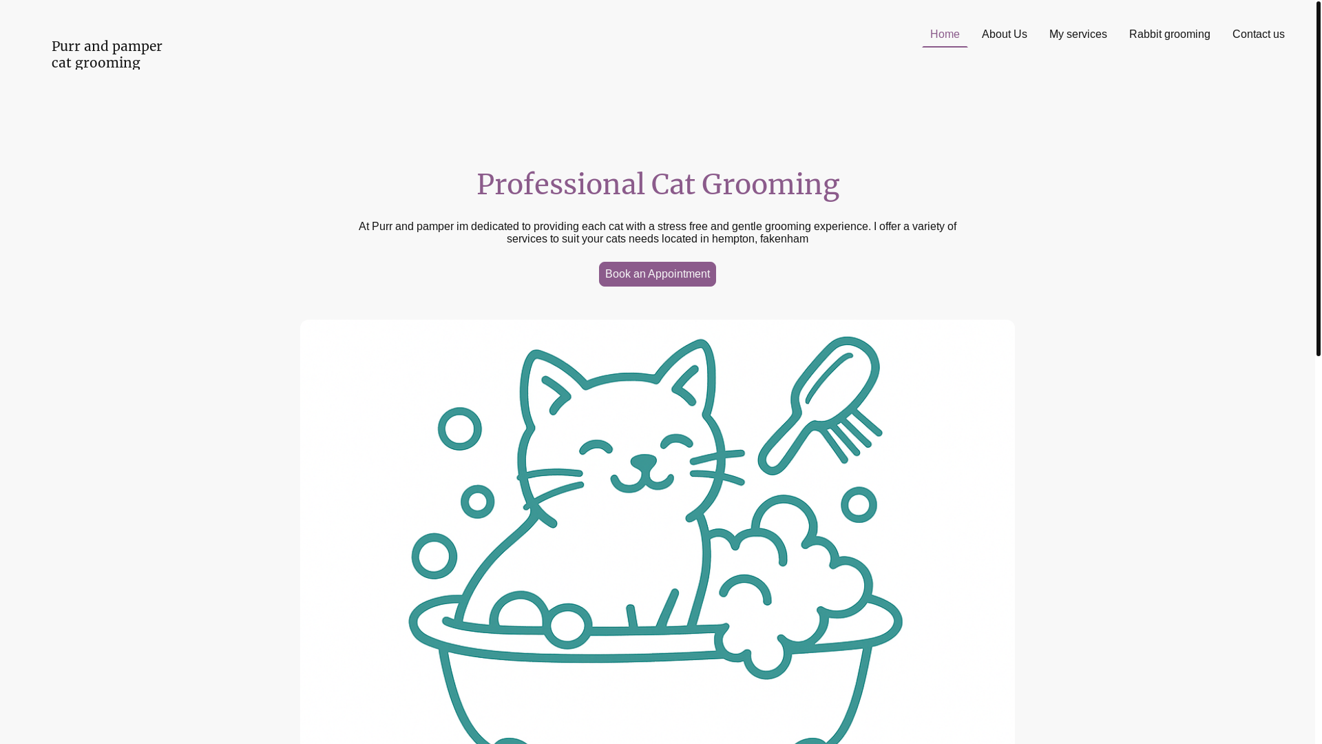 website screenshot of https://purrandpampercats.co.uk/