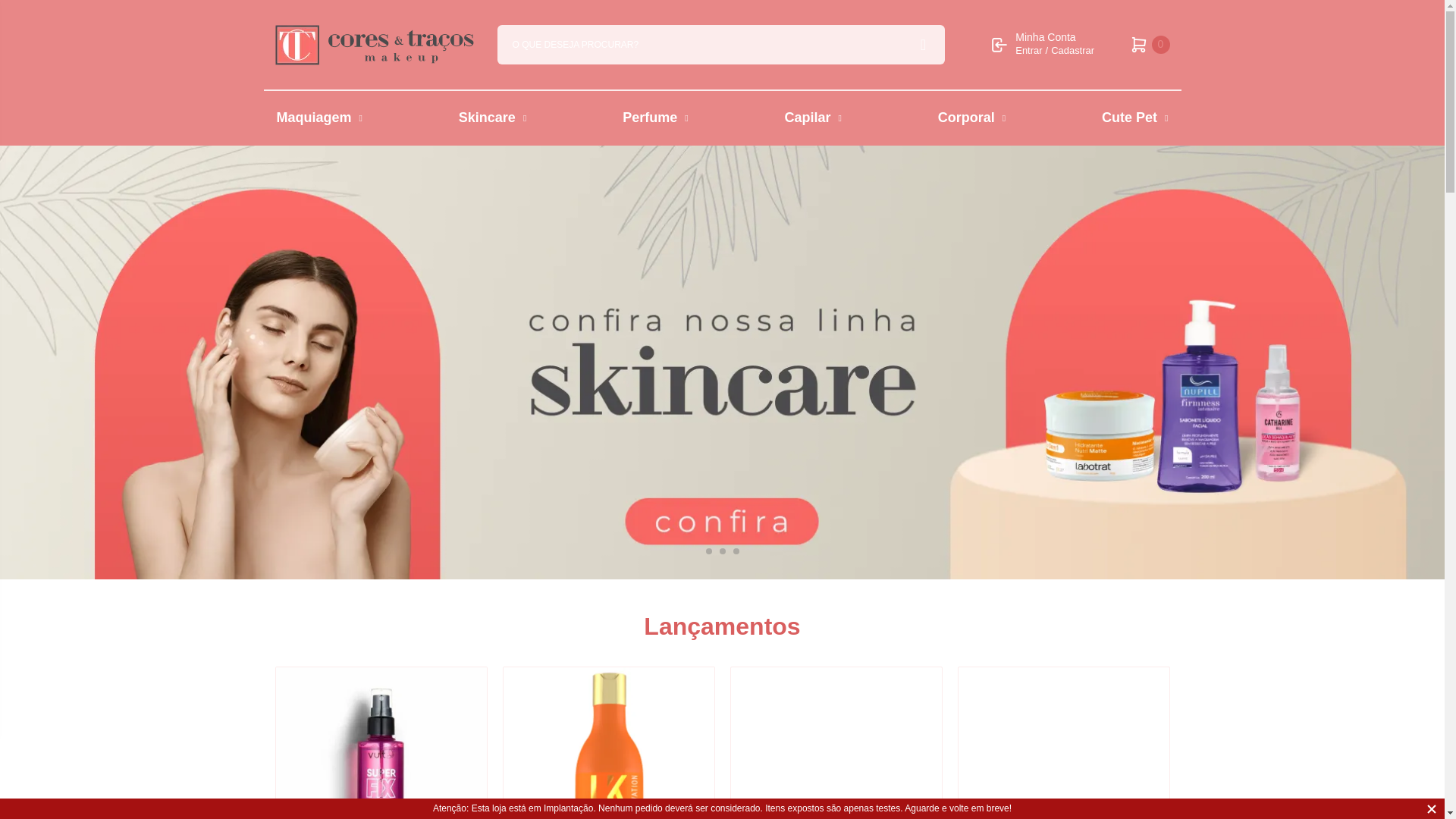 website screenshot of https://coresetracosmakeup.com.br/