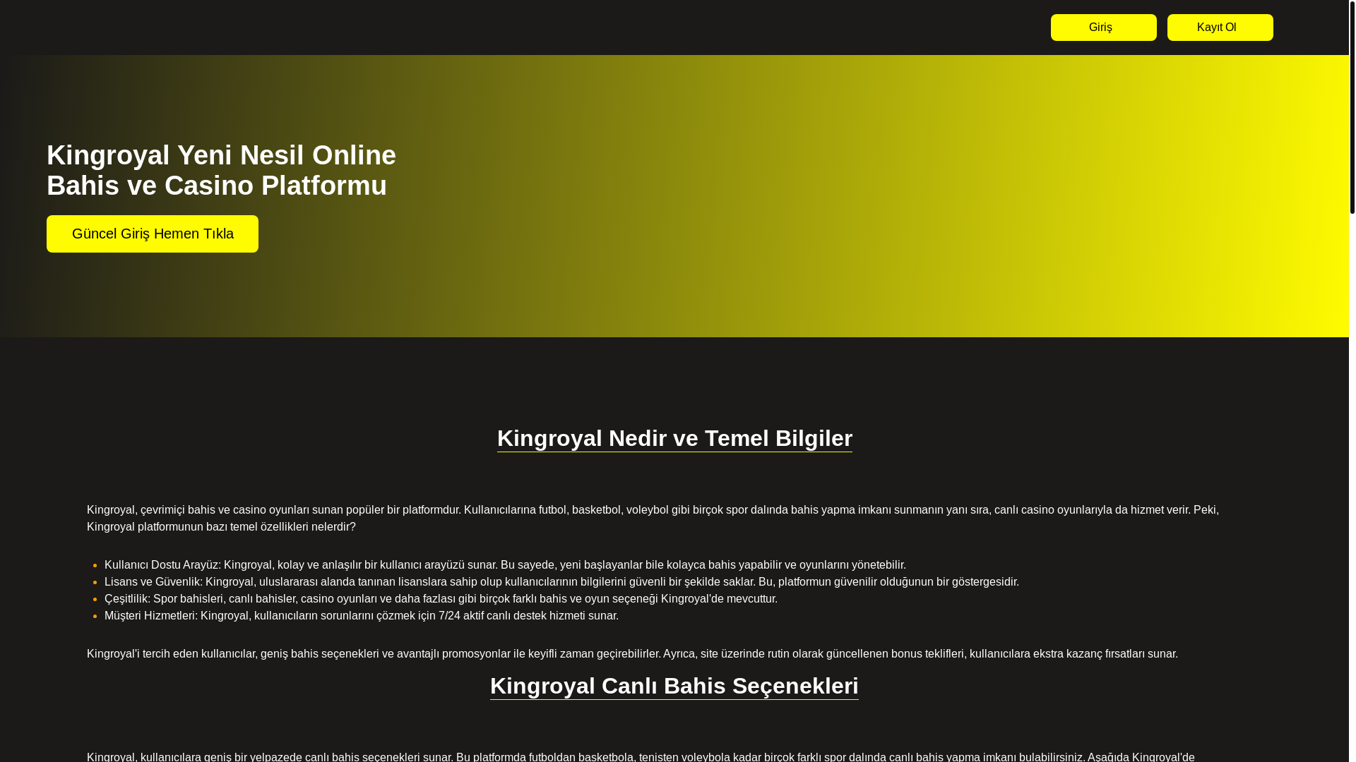 website screenshot of https://kingroyalgercekgiris.com/