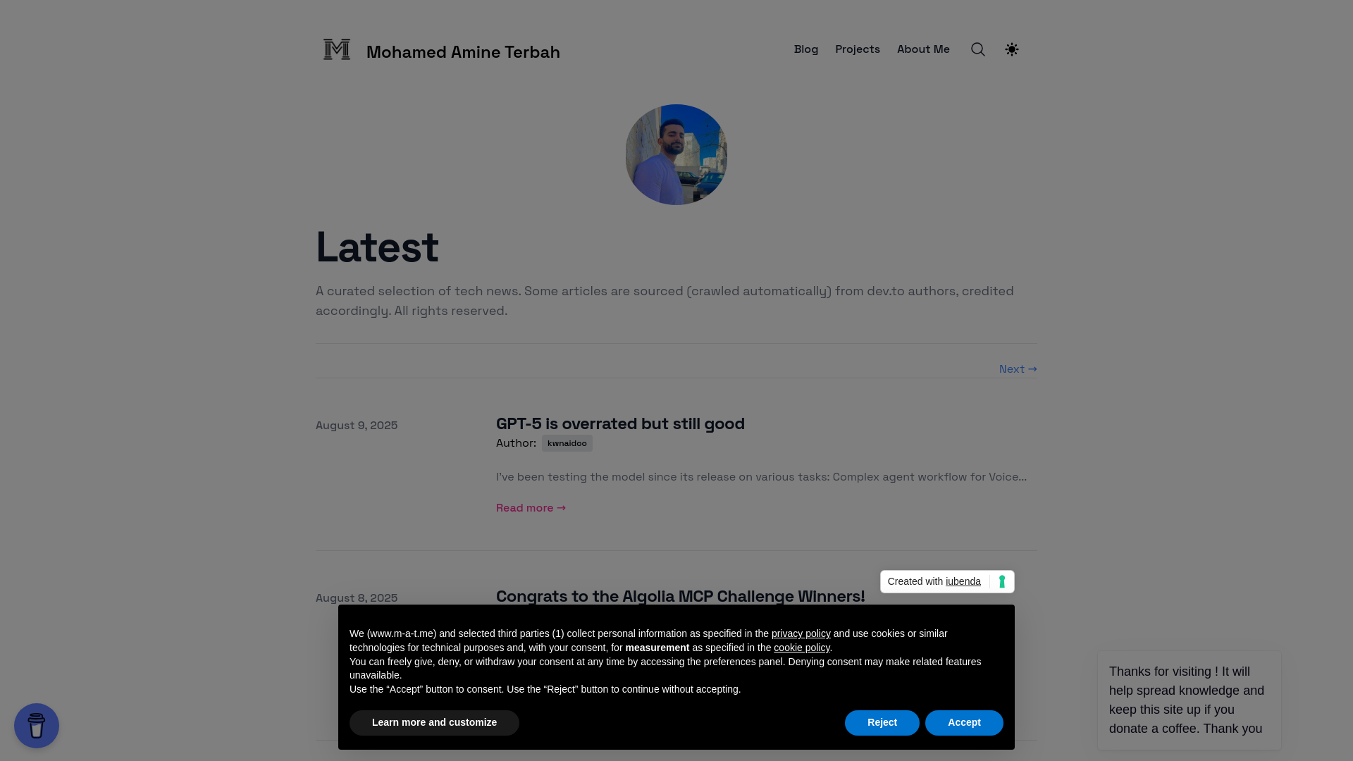website screenshot of https://mohamedamineterbah.com/