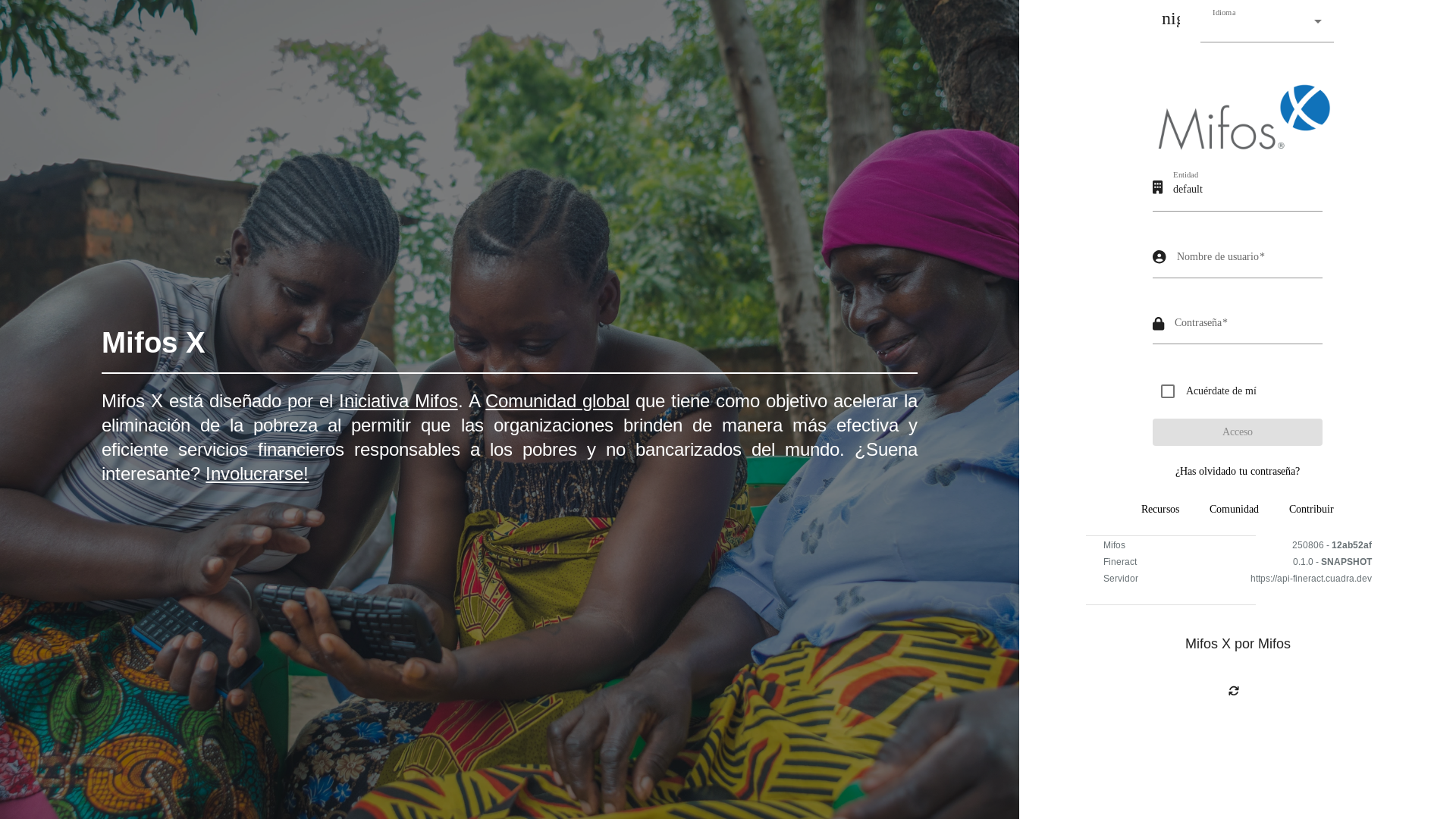website screenshot of https://fineract-cuadra-dev.pages.dev/