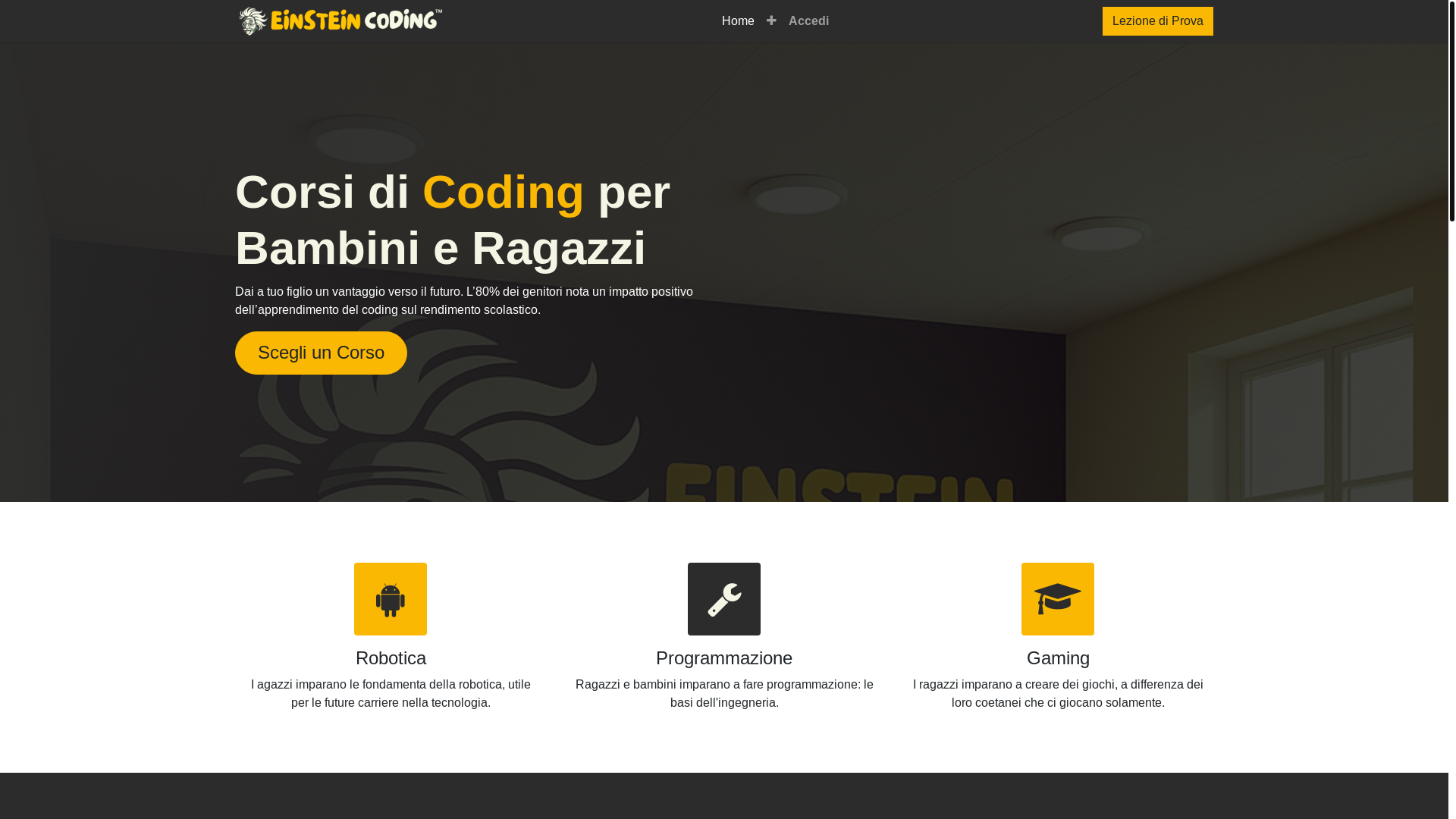 website screenshot of https://einsteincoding.it/