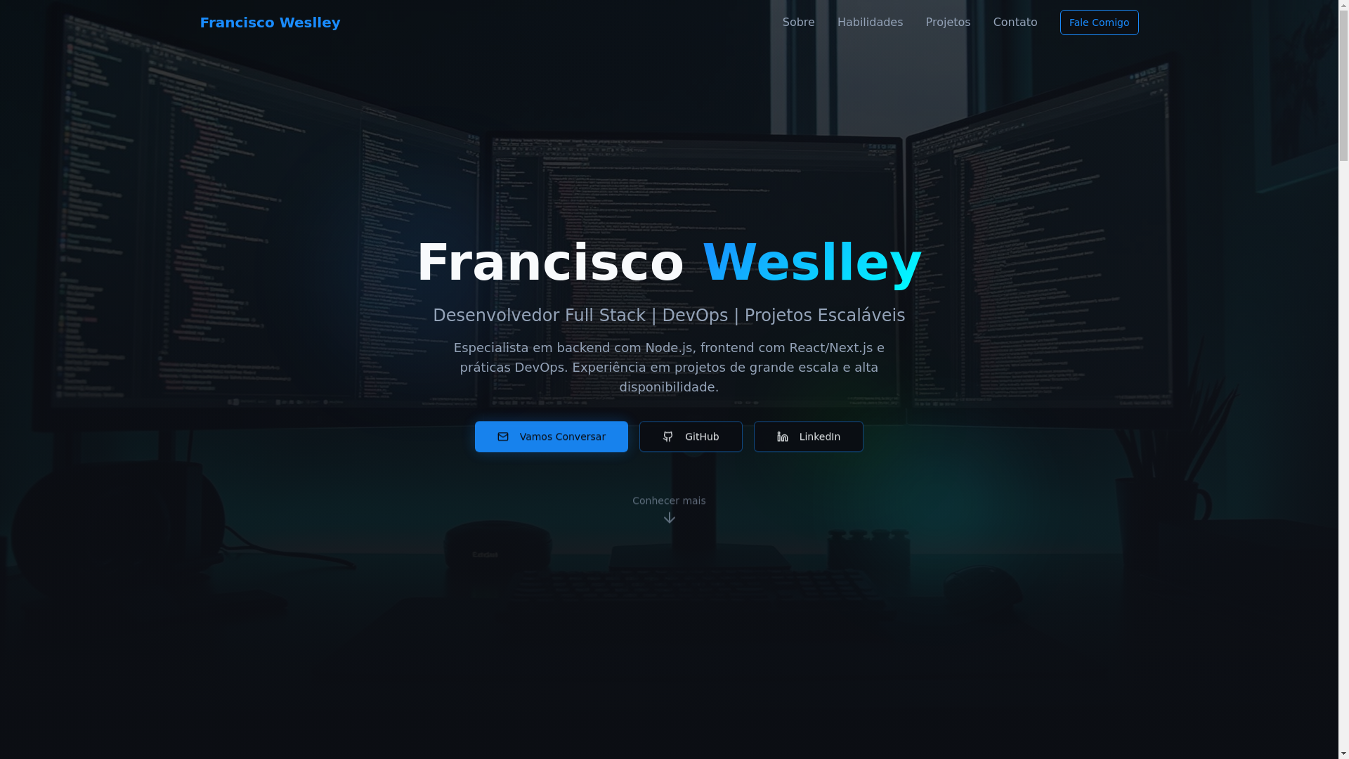 website screenshot of https://devweslley.com.br/