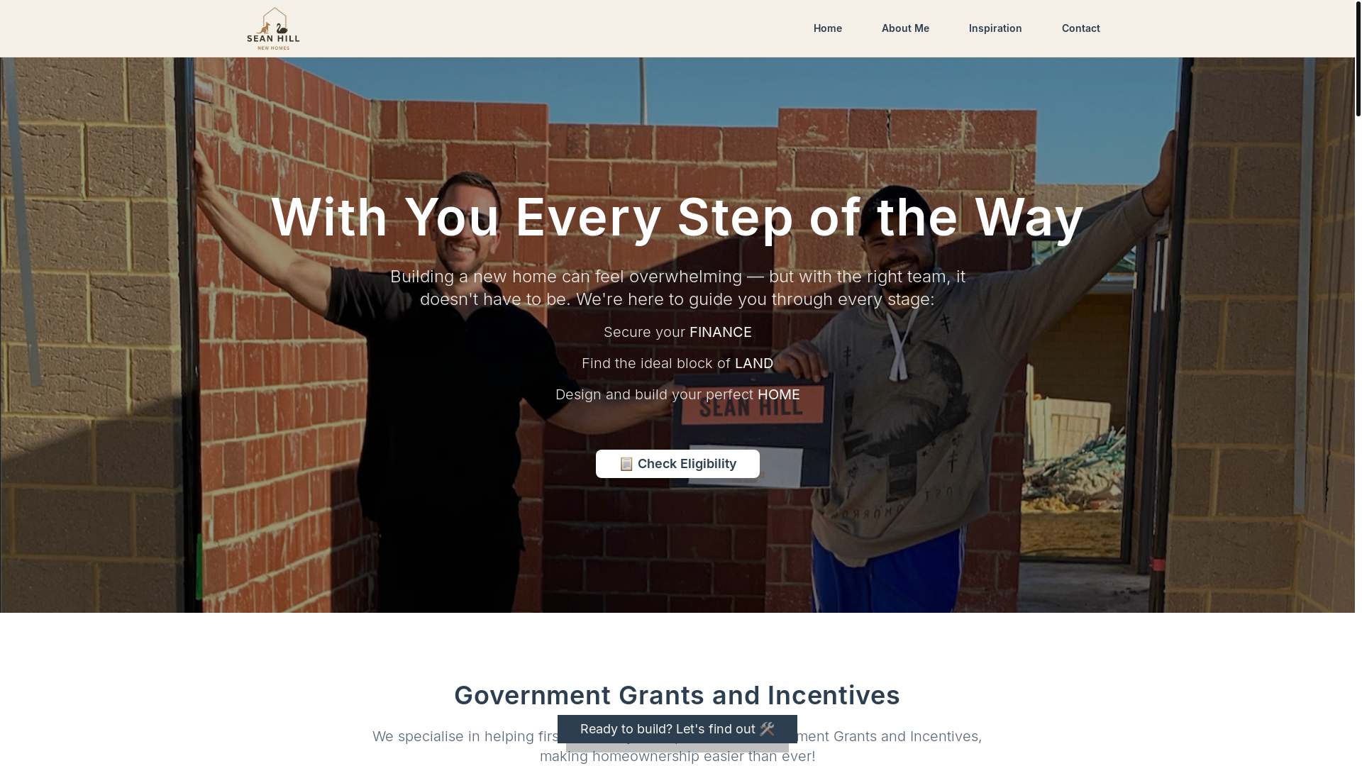 website screenshot of https://newbuildwithseanhill.com.au/
