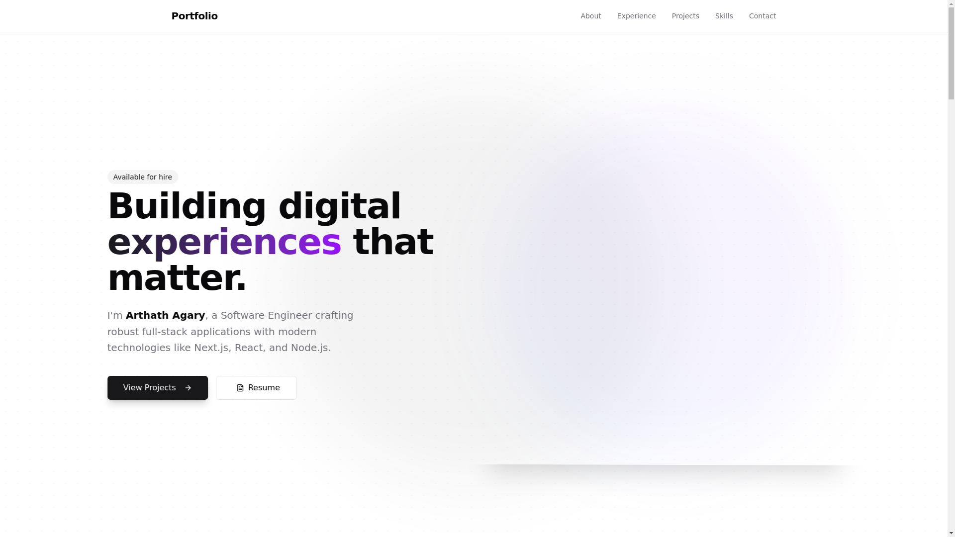 website screenshot of https://arthathagary.engineer/
