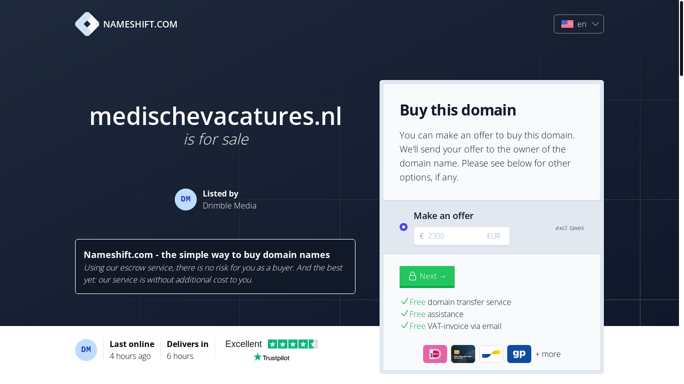 website screenshot of https://medischevacatures.nl/