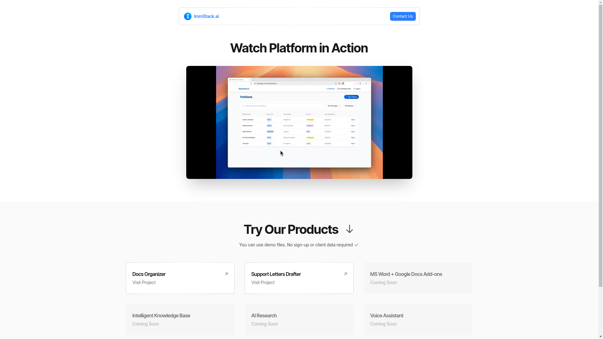 website screenshot of https://immstack-landing.pages.dev/