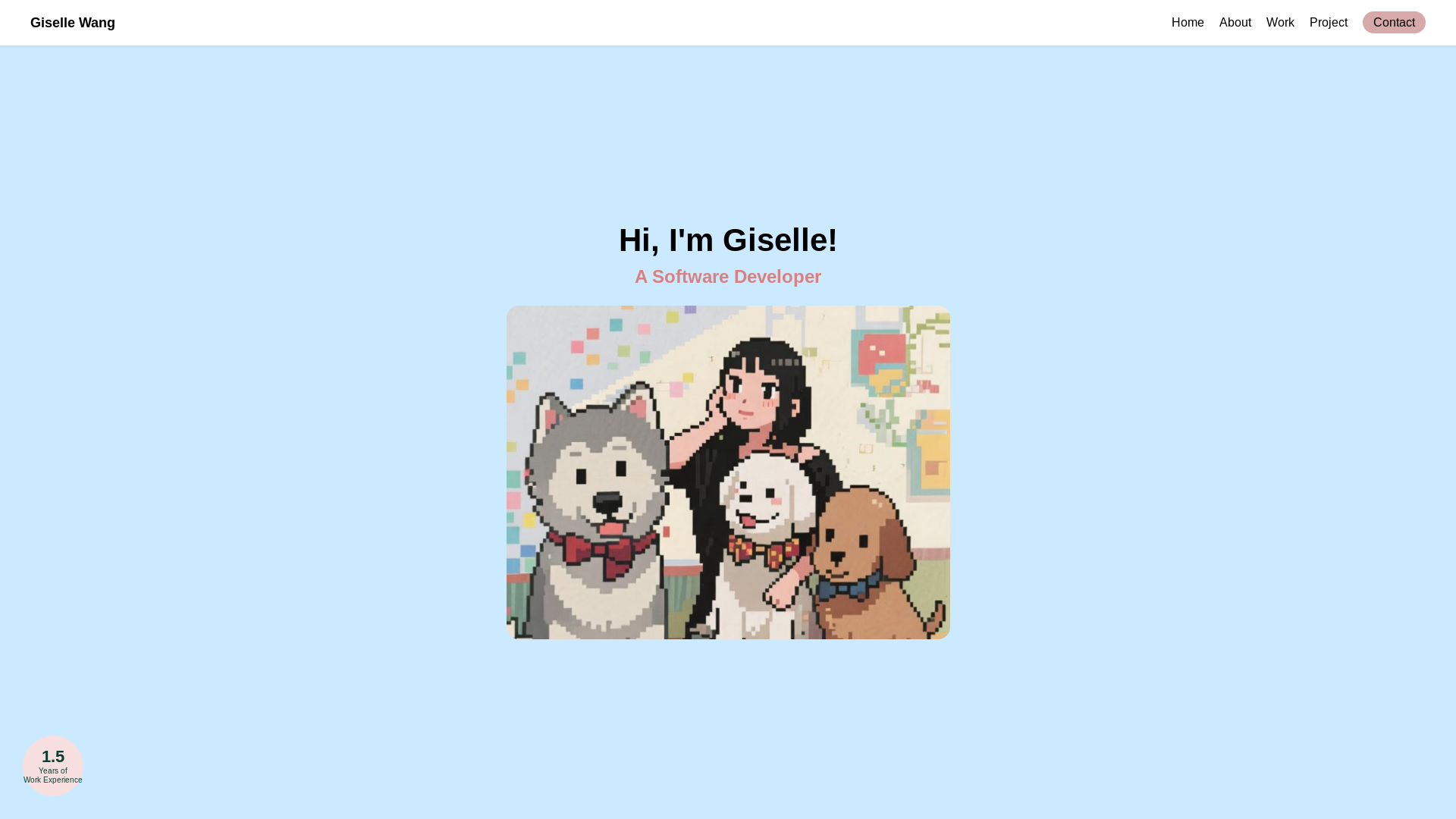 website screenshot of https://gisellewang.me/