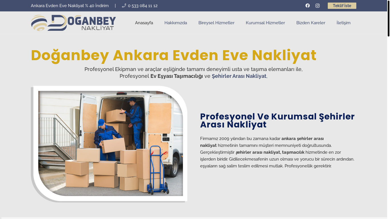 website screenshot of https://doganbeynakliyat.com.tr/