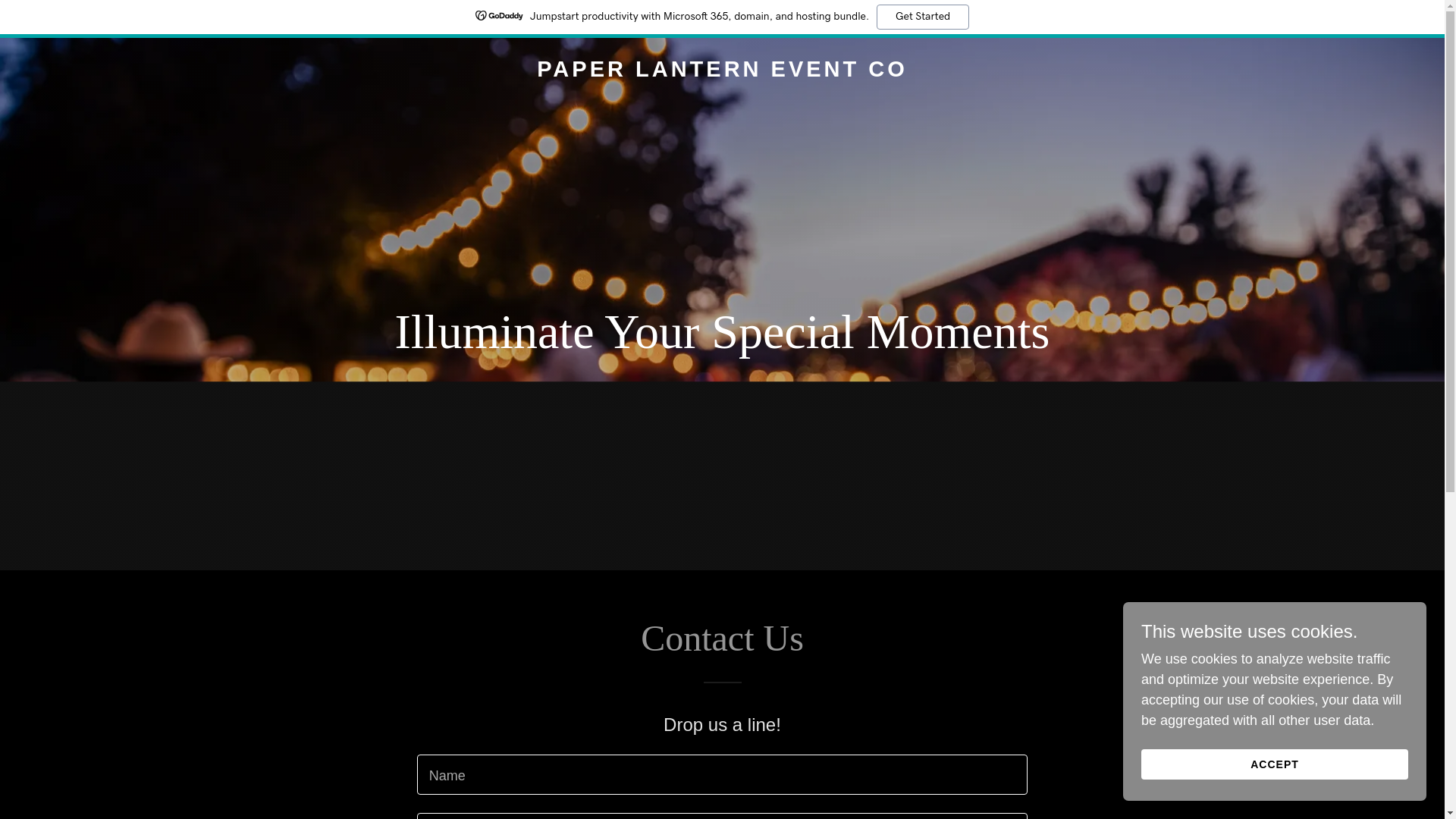 website screenshot of https://paperlanterneventco.com/