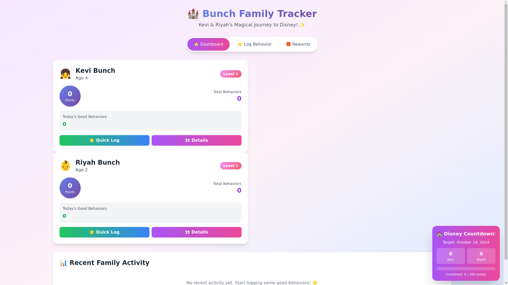 website screenshot of https://bunch-family-tracker.pages.dev/