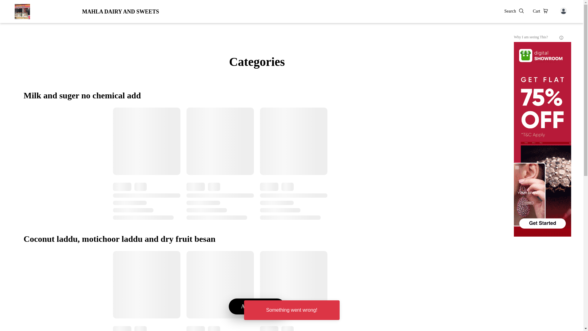 website screenshot of https://mahladairyandsweets.co.in/