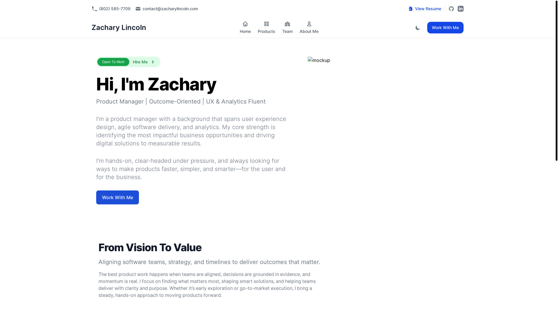 website screenshot of https://zach-lincoln-portfolio-flowbite.pages.dev/
