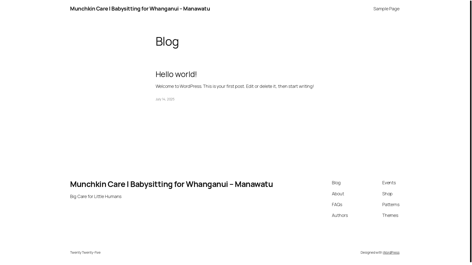 website screenshot of https://munchkincare.co.nz/