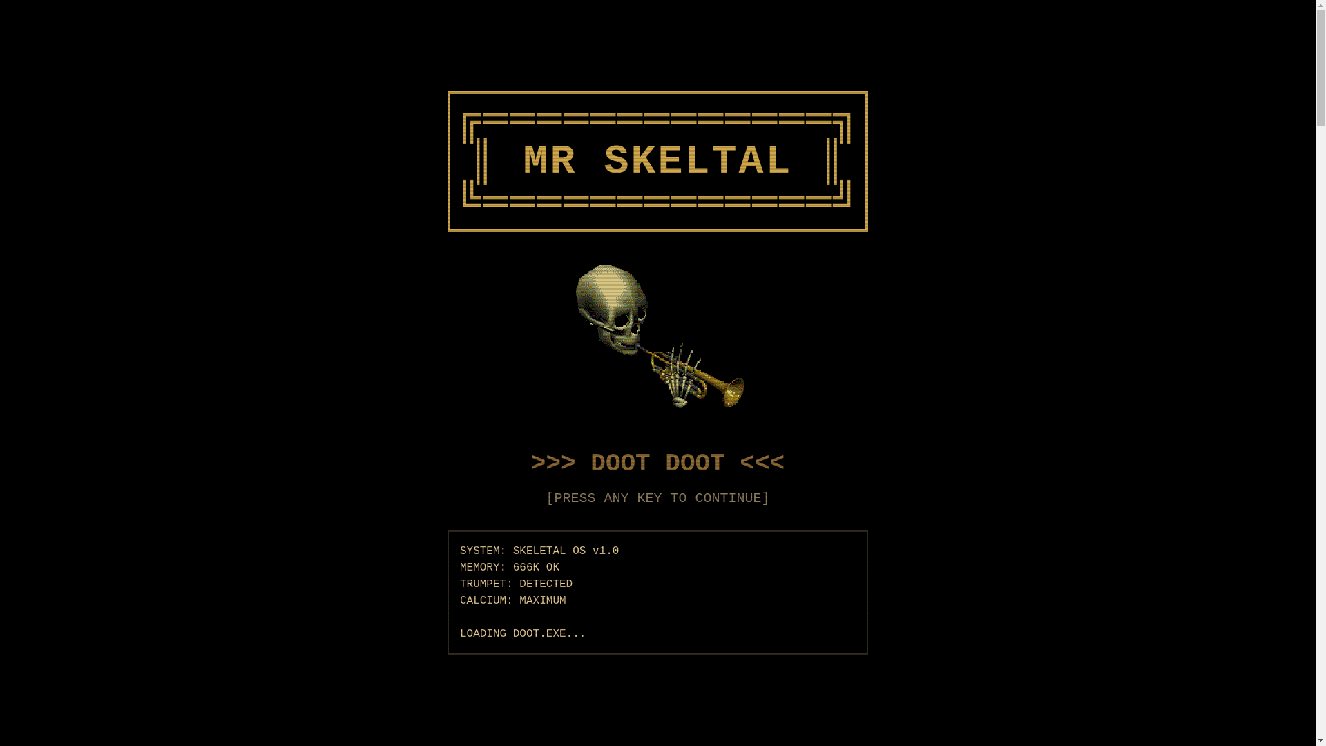website screenshot of https://skulltrumpet.xyz/