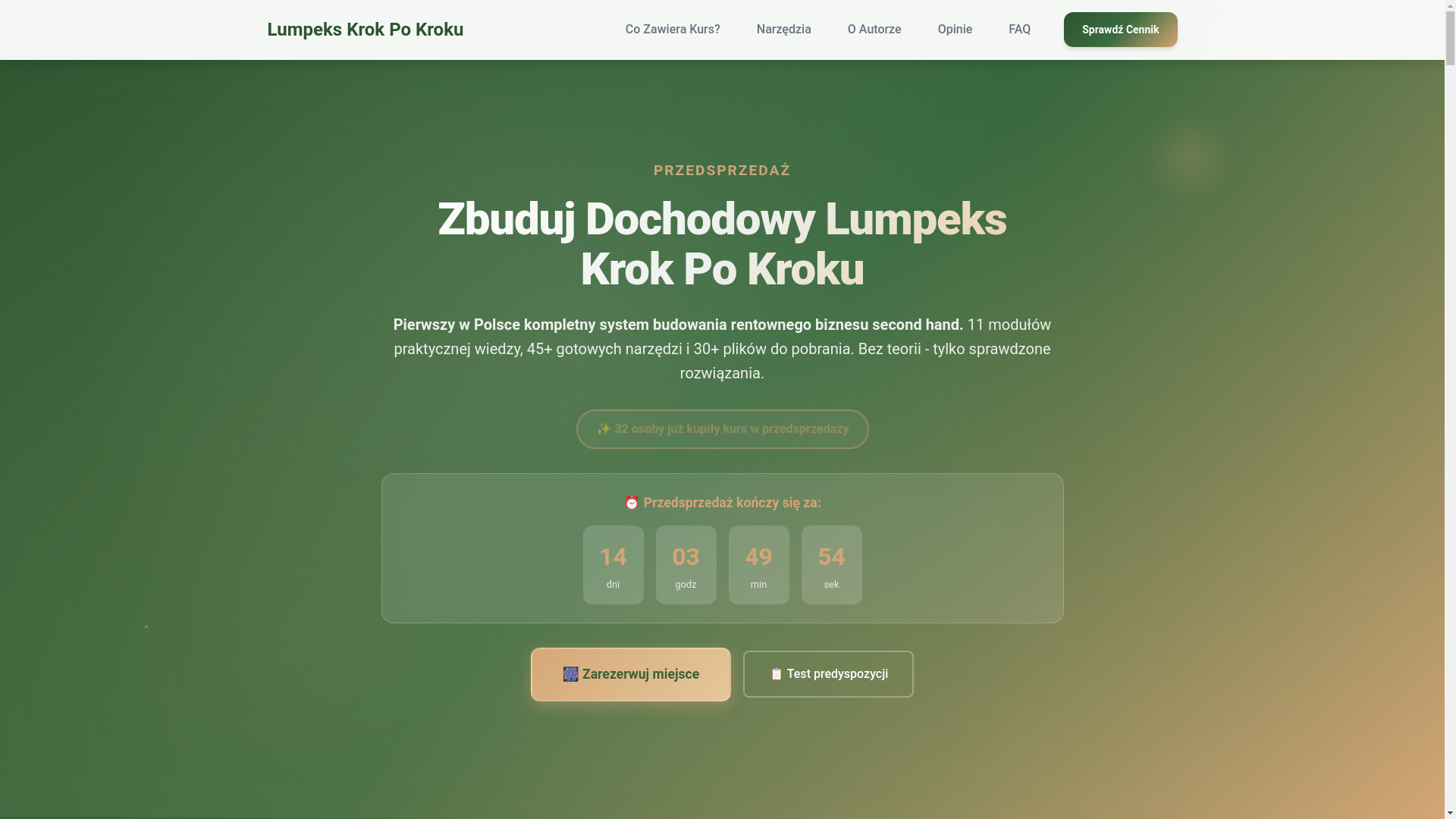 website screenshot of https://jakotworzyclumpeks.pl/