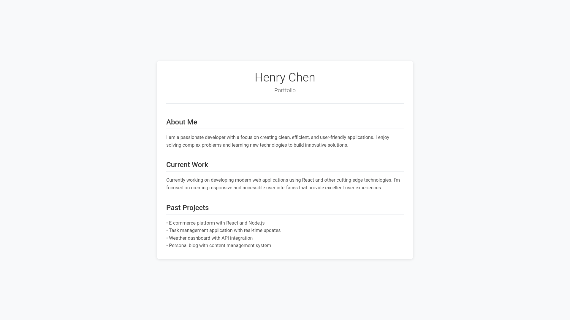 website screenshot of https://henrychen.com/