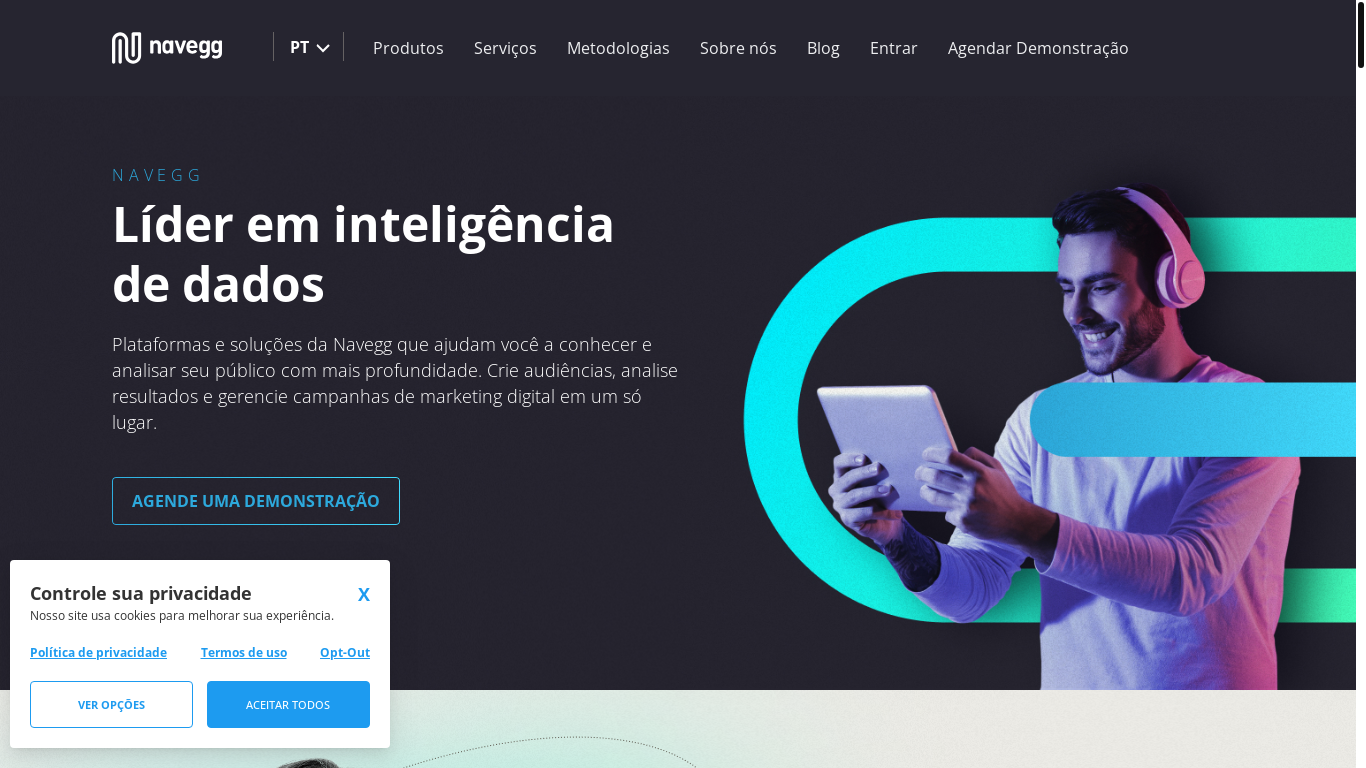 website screenshot of https://navegg.com/