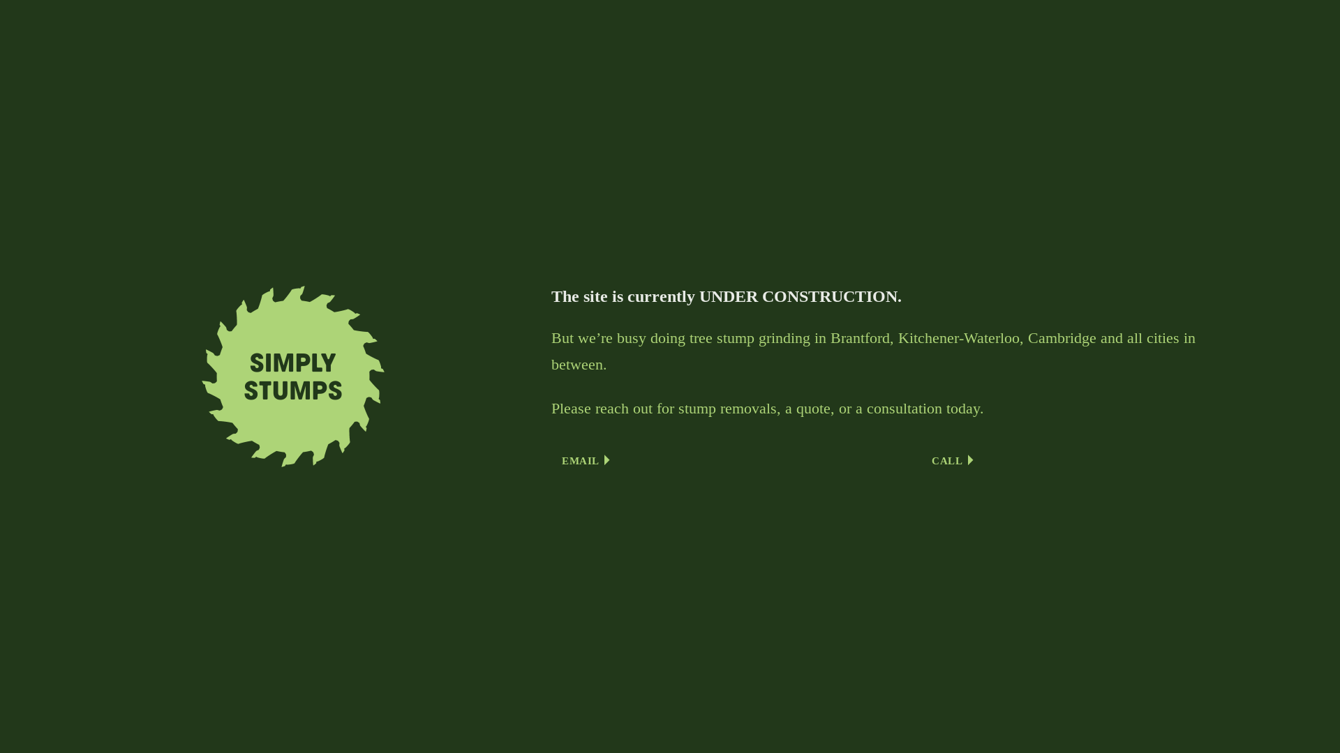 website screenshot of https://simplystumps.ca/