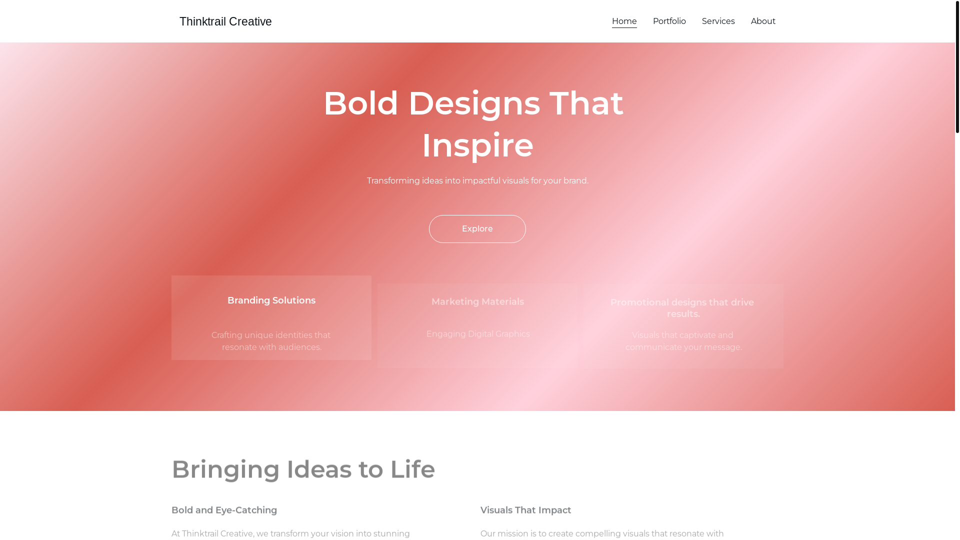 website screenshot of https://thinktrailcreative.site/