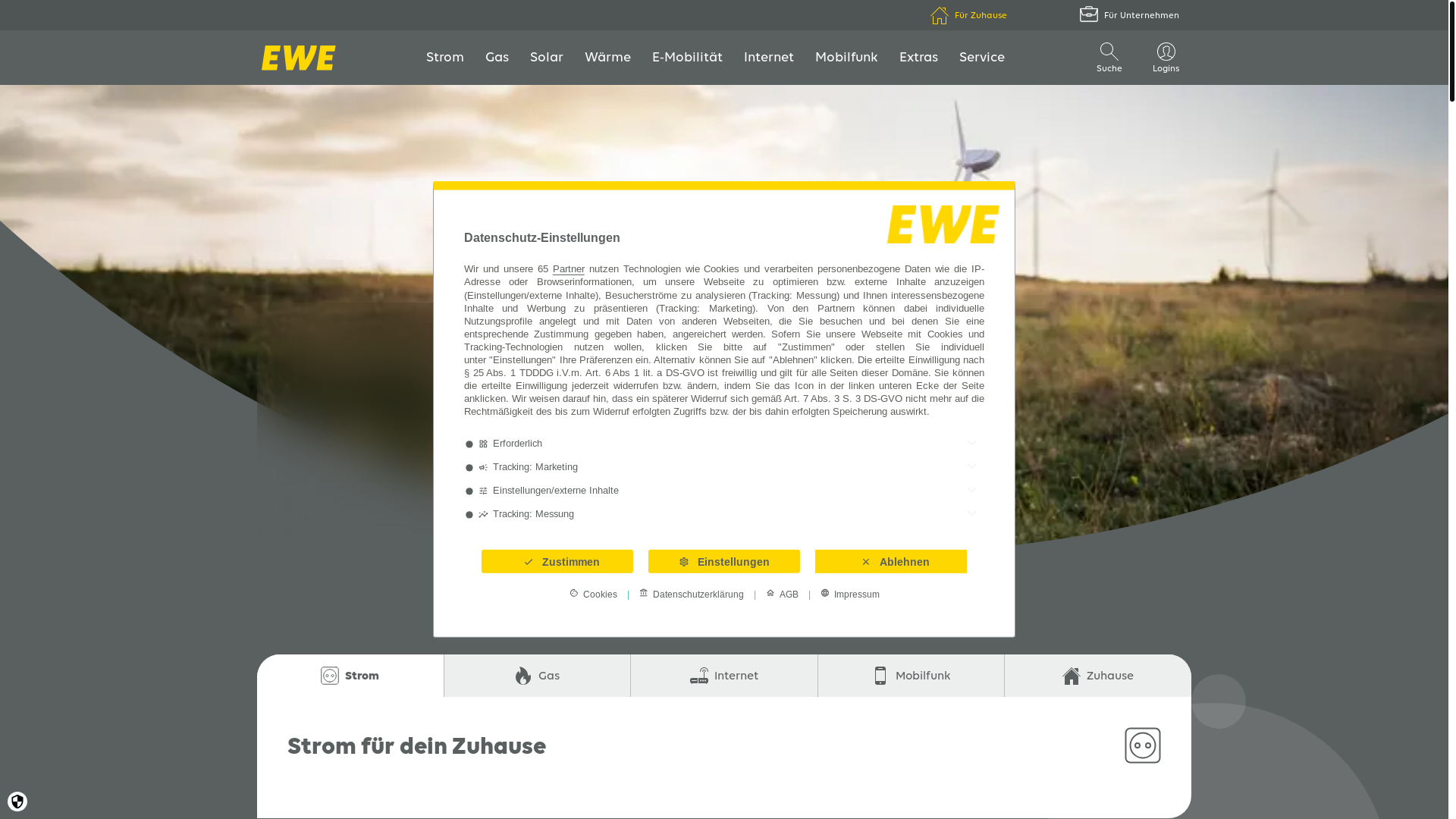 website screenshot of https://www.ewe.net