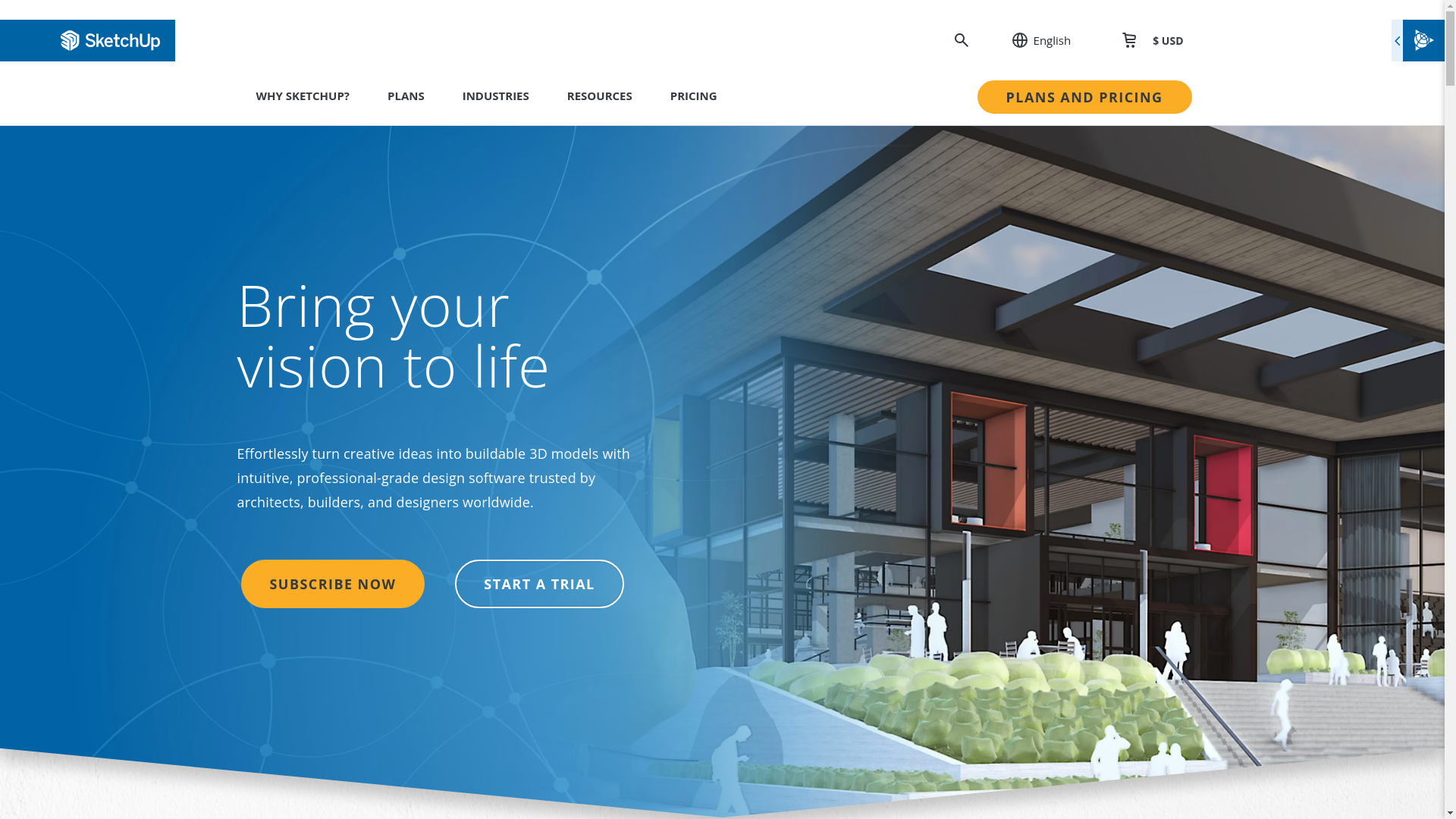 website screenshot of https://sketchup.trimble.com/
