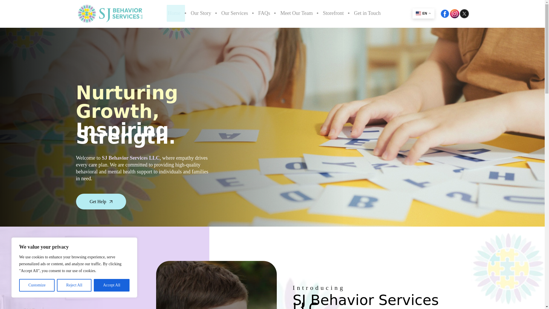website screenshot of https://sjbehaviorservicesllc.org/