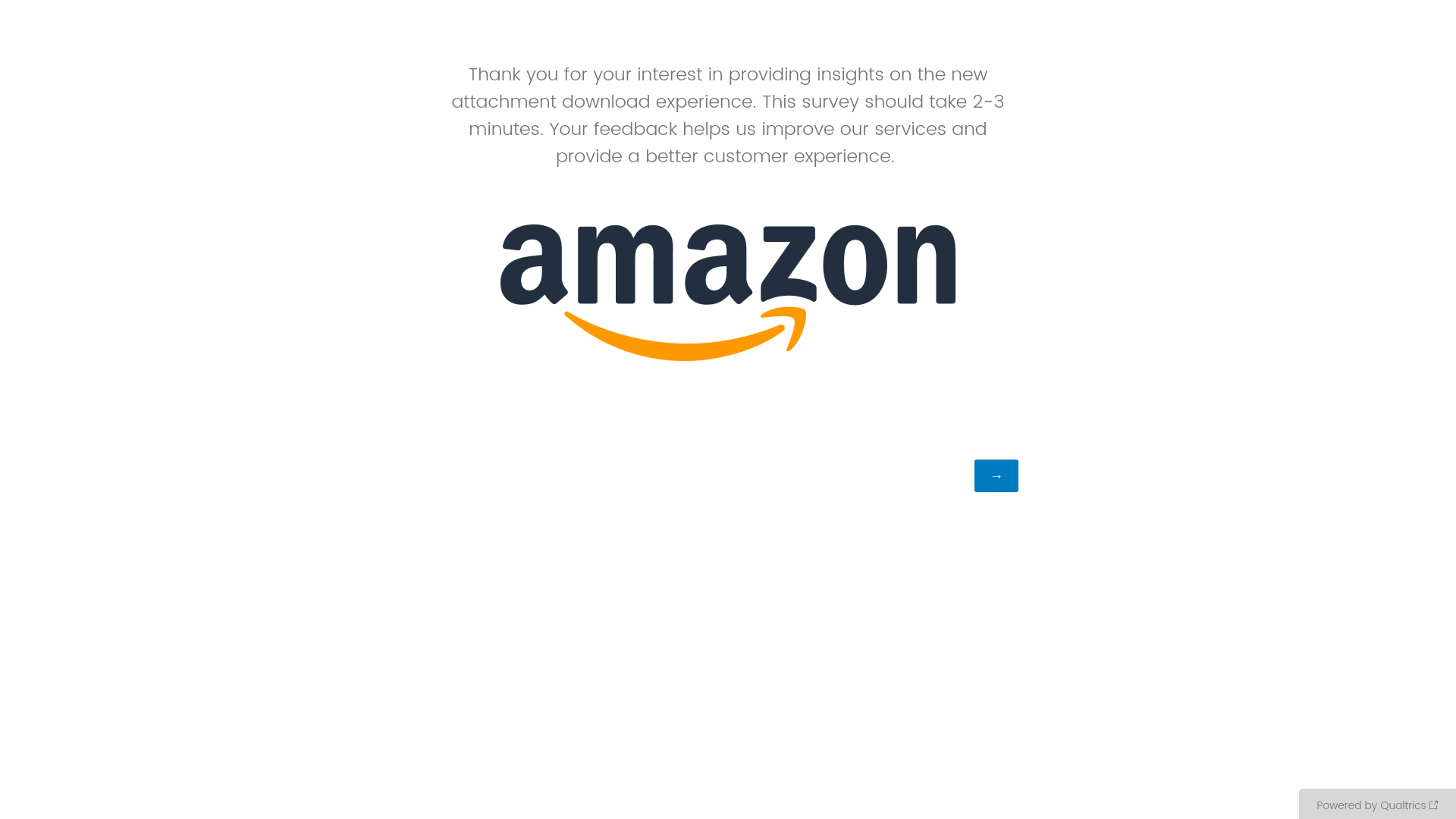 website screenshot of https://amazonexteu.qualtrics.com/jfe/form/SV_ehuz6zGo8YnsRKK