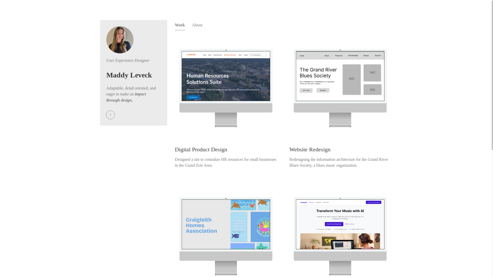 website screenshot of https://leveckdesign.com/