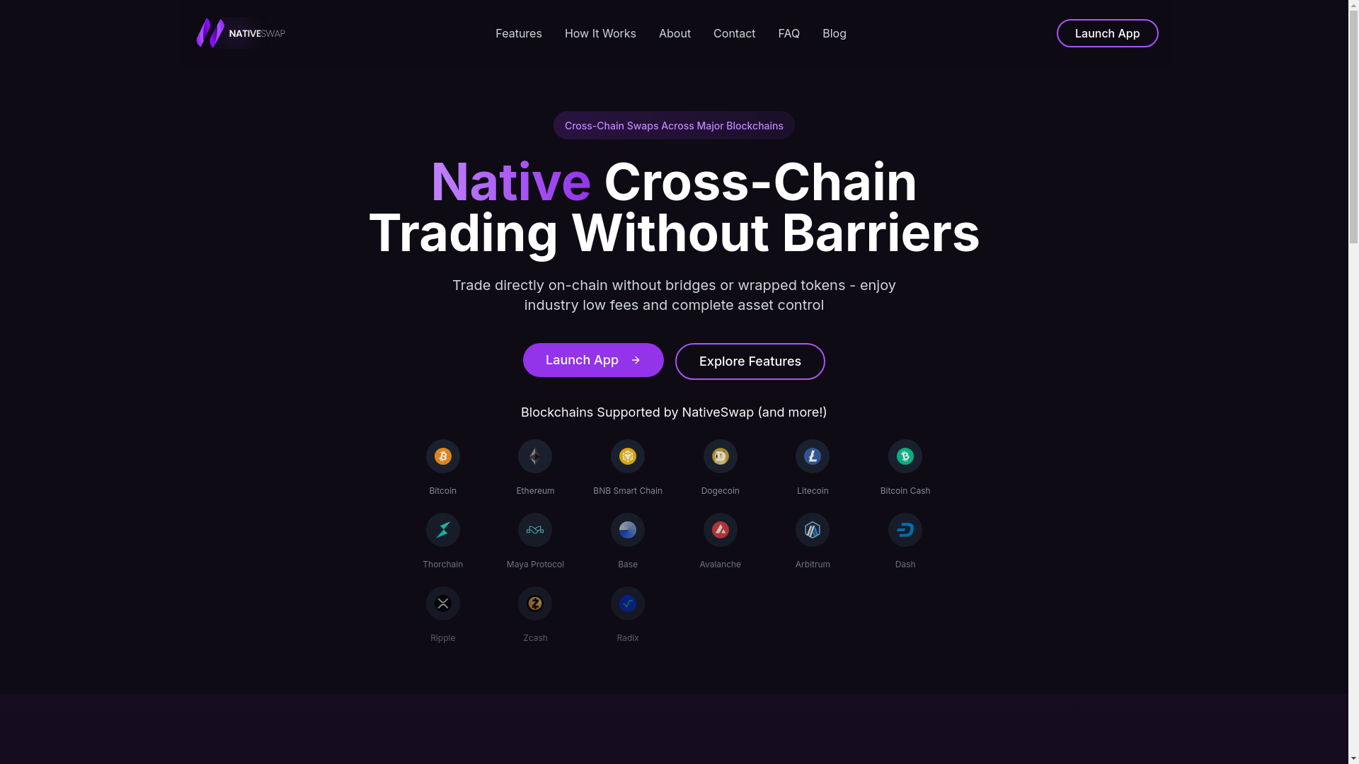 website screenshot of https://nativeswap-landing.pages.dev/