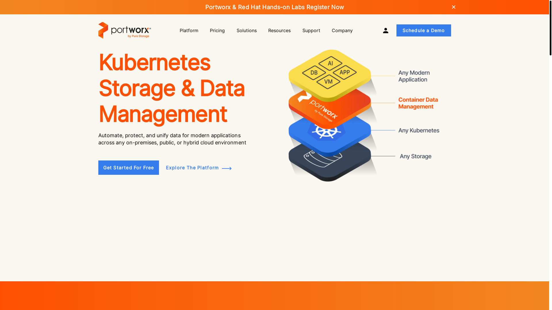 website screenshot of https://portworx.com/