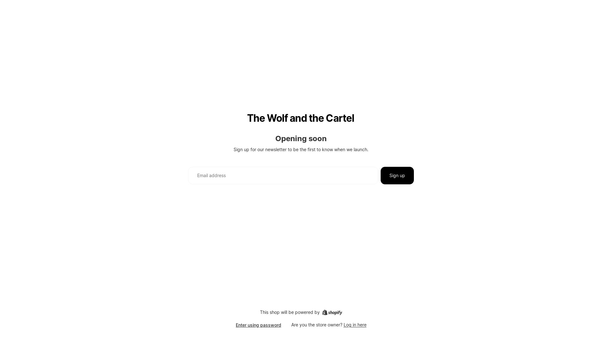 website screenshot of https://thewolfandthecartel.com.au/