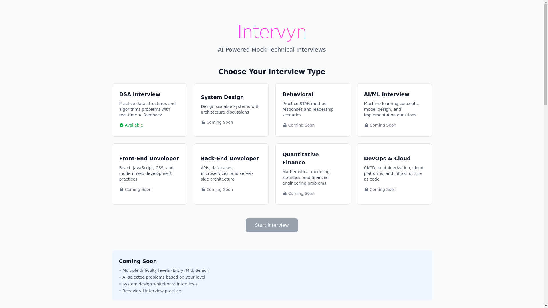 website screenshot of https://intervyn.com/