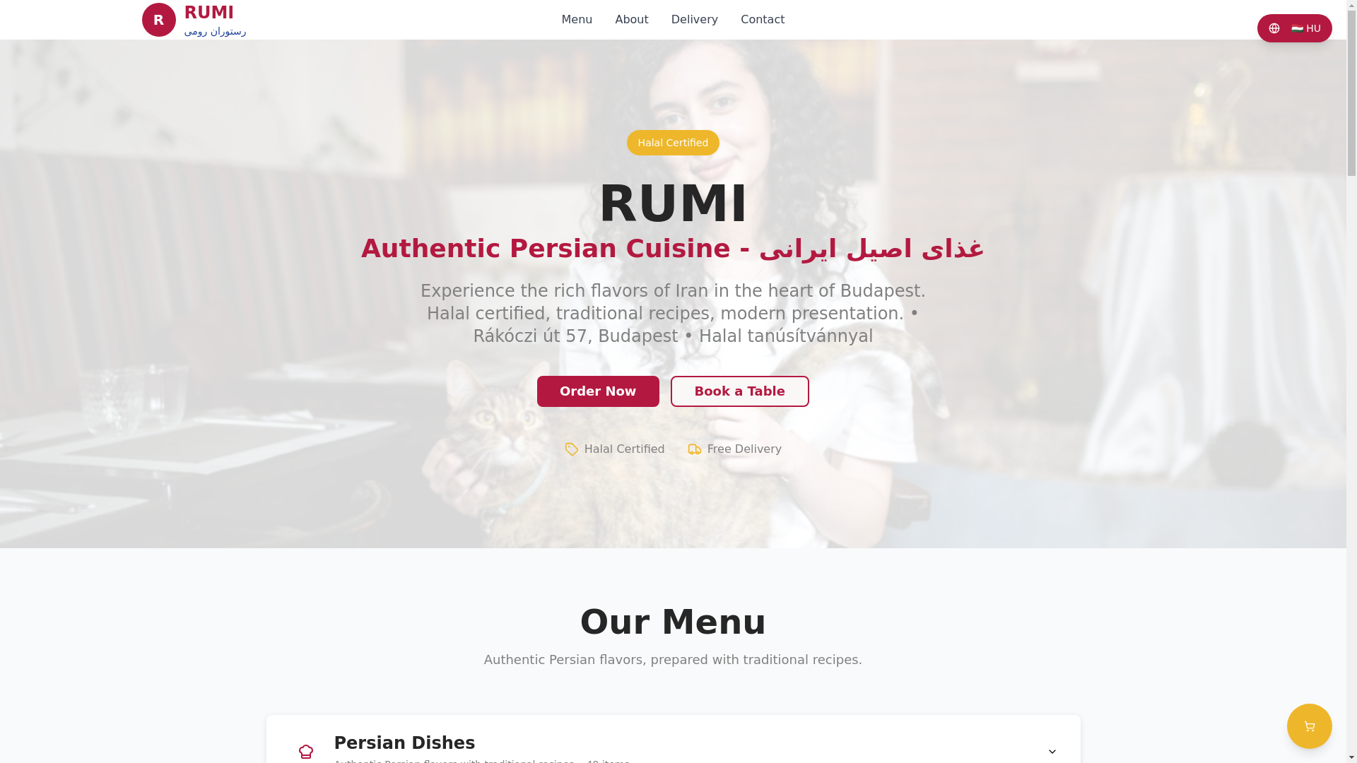 website screenshot of https://rumirestaurant.hu/