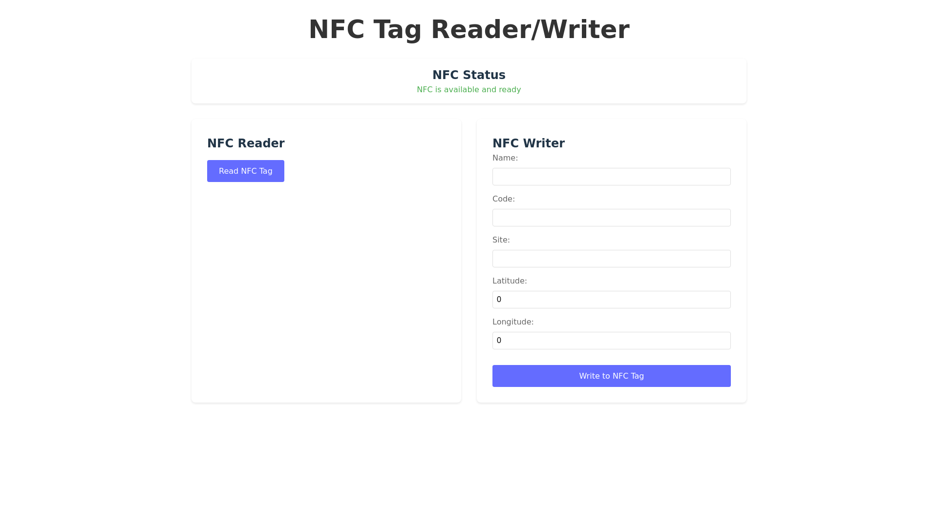 website screenshot of https://nfc-communicator.pages.dev/