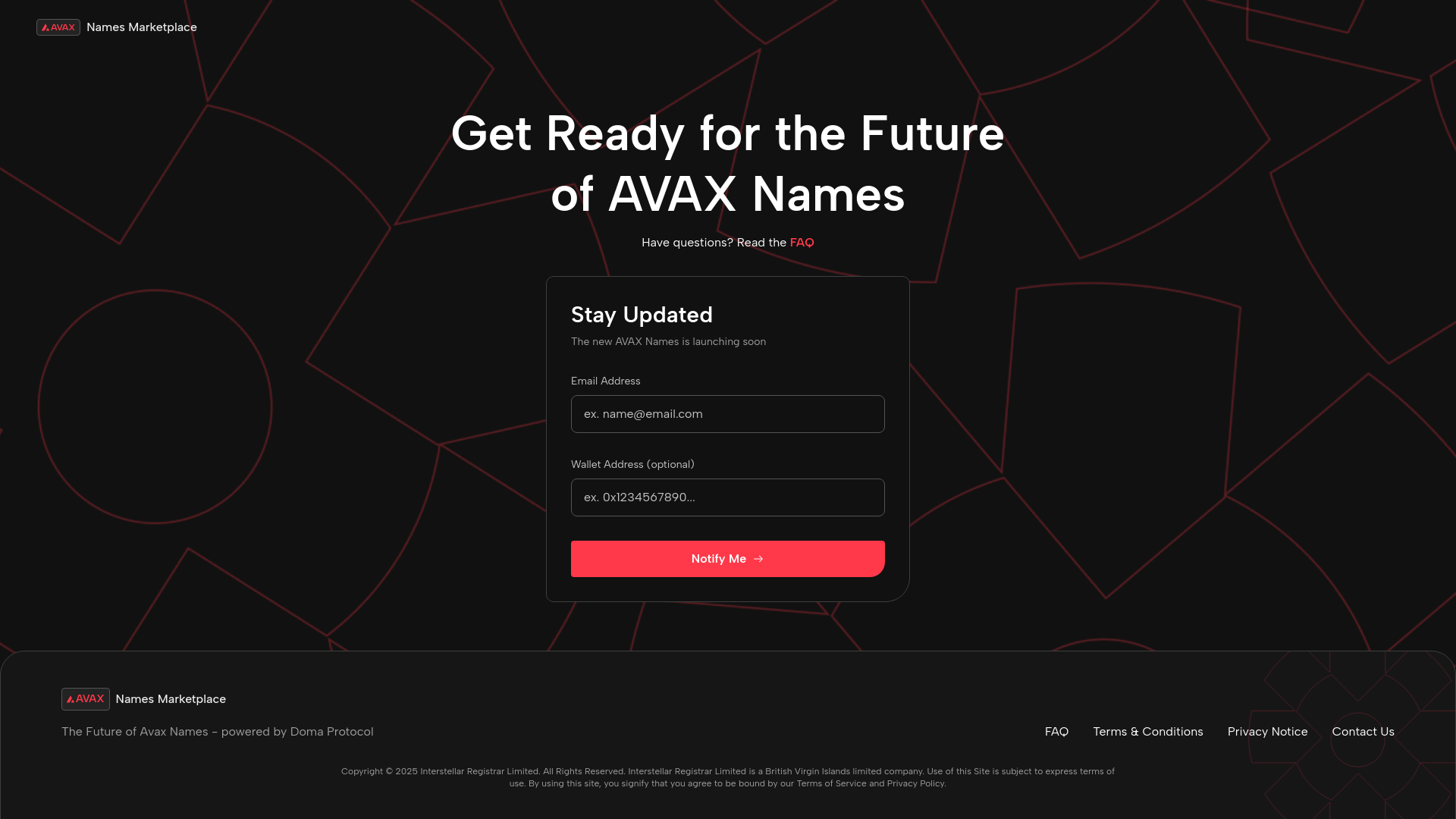 website screenshot of https://doma-avax-marketplace.pages.dev/