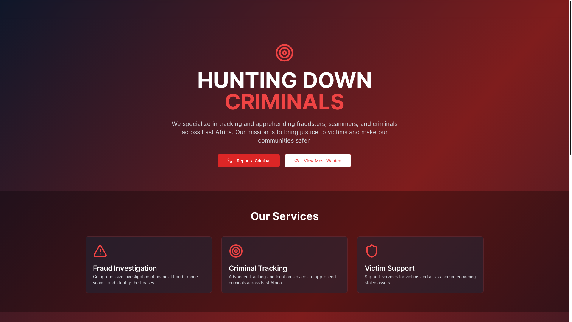 website screenshot of https://eastafricacriminals.com/