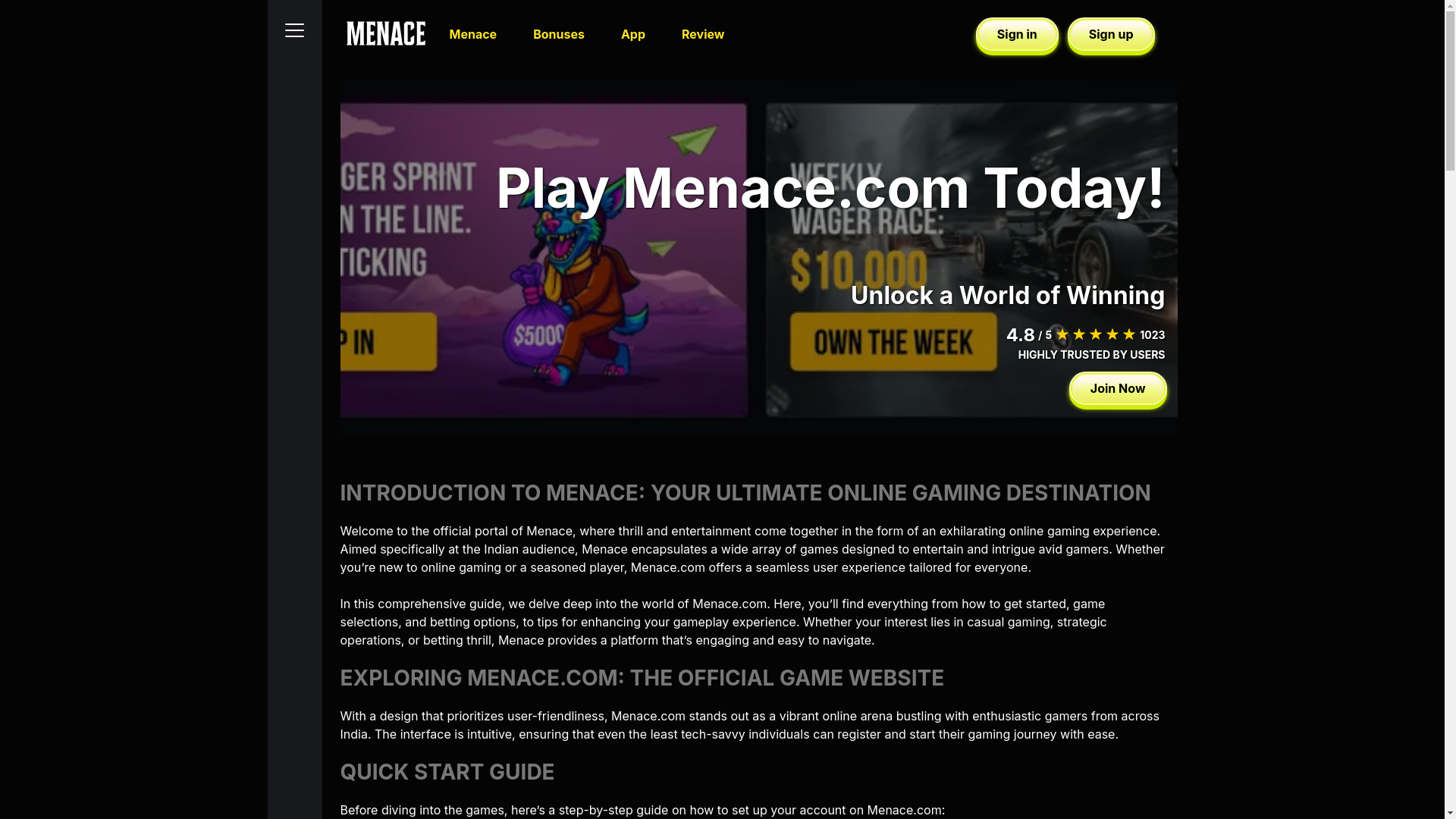 website screenshot of https://menacegame-org.pages.dev/