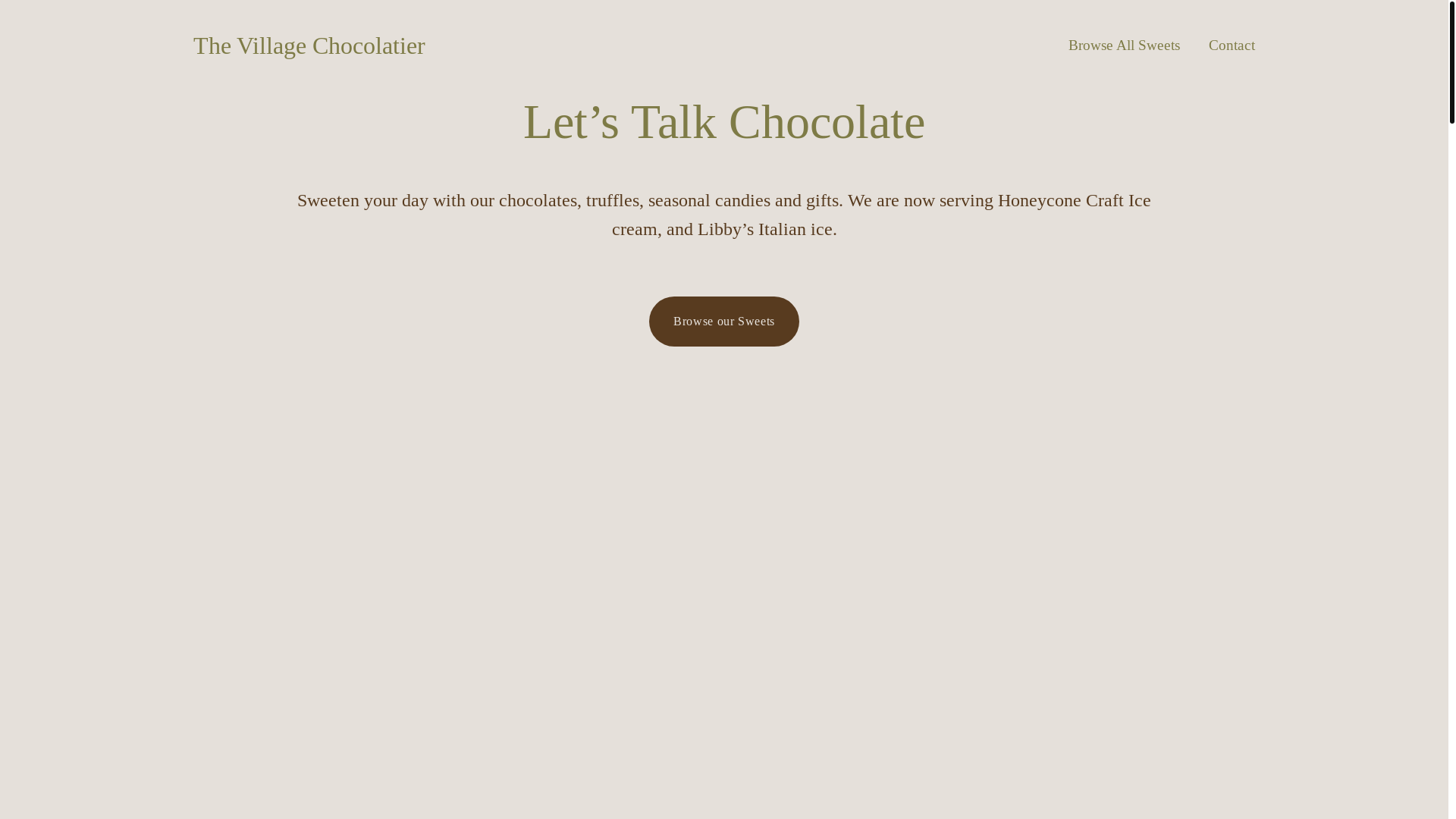 website screenshot of https://thevillagechocolate.com/