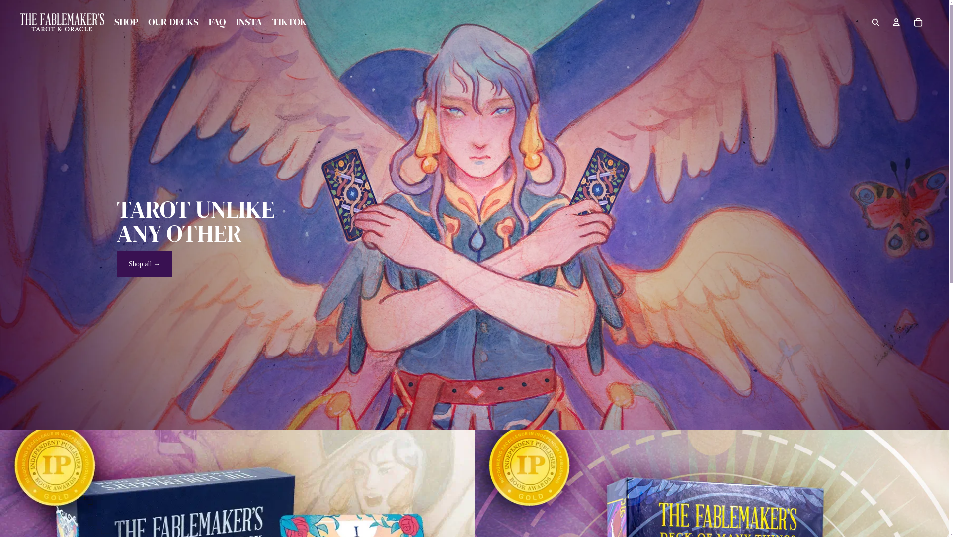 website screenshot of https://fablemakerstarot.com/