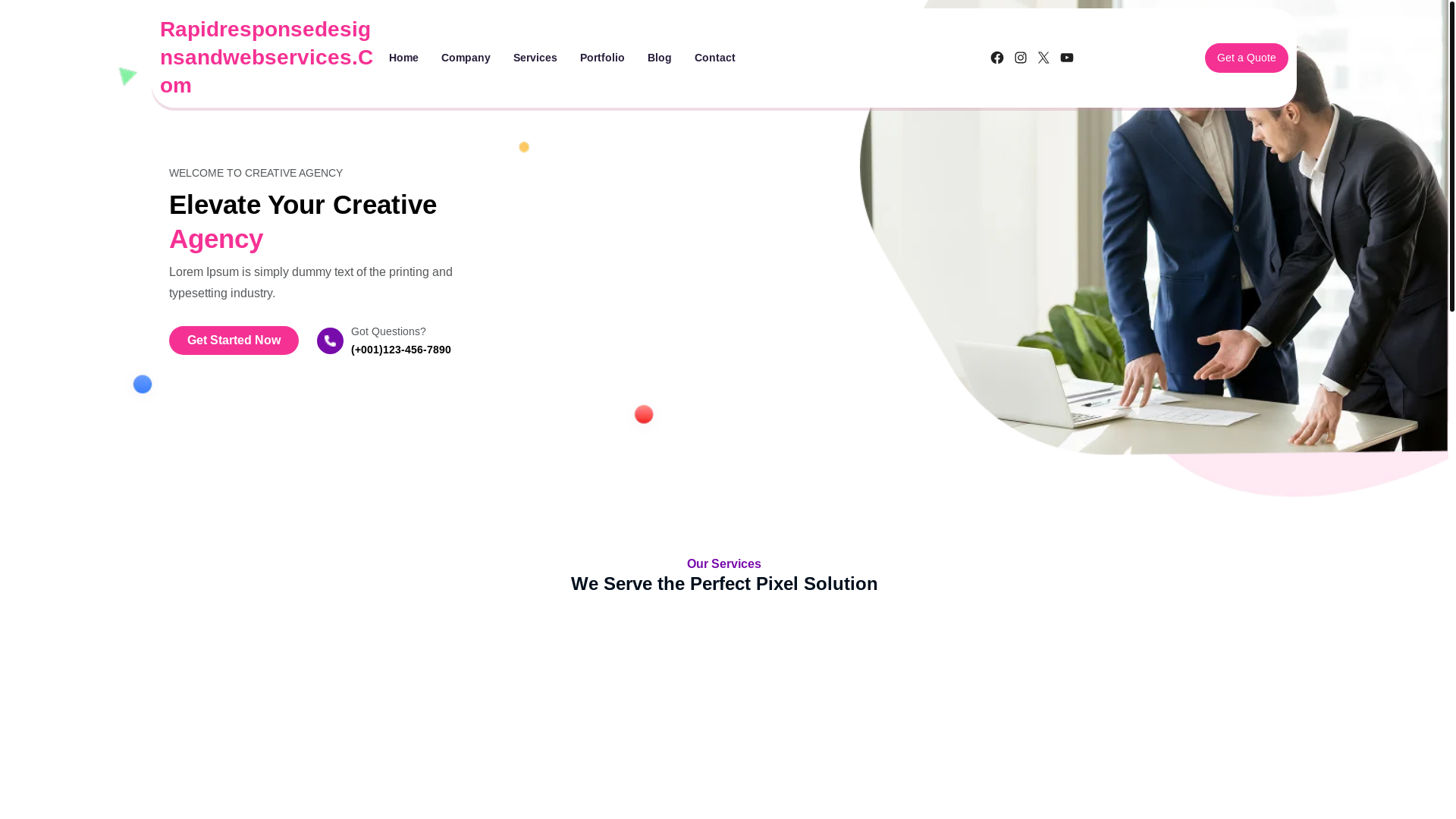 website screenshot of https://rapidresponsedesignsandwebservices.com/