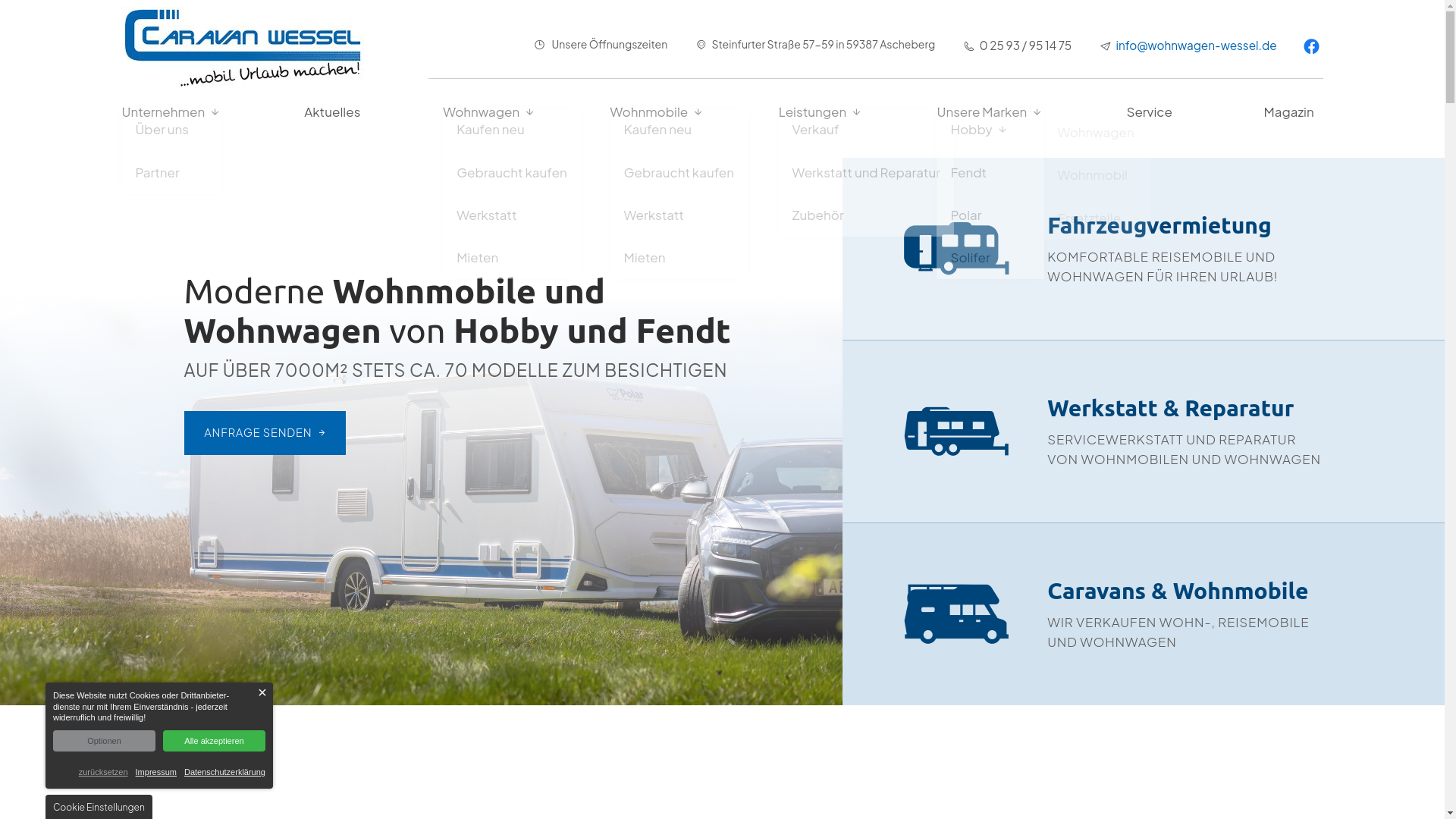 website screenshot of https://caravan-wessel.de/