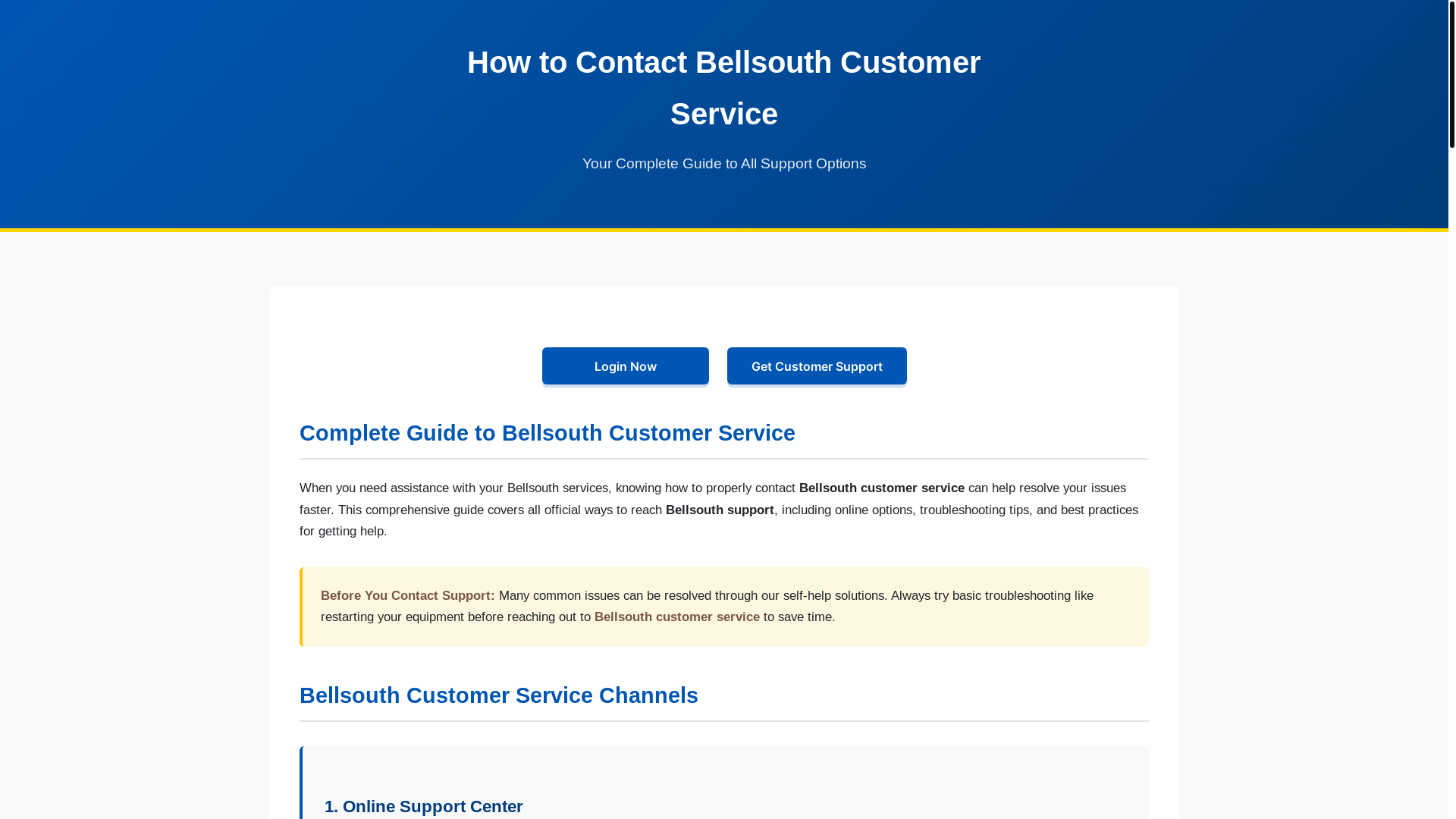 website screenshot of https://bellsouthcustomerservice.pages.dev/