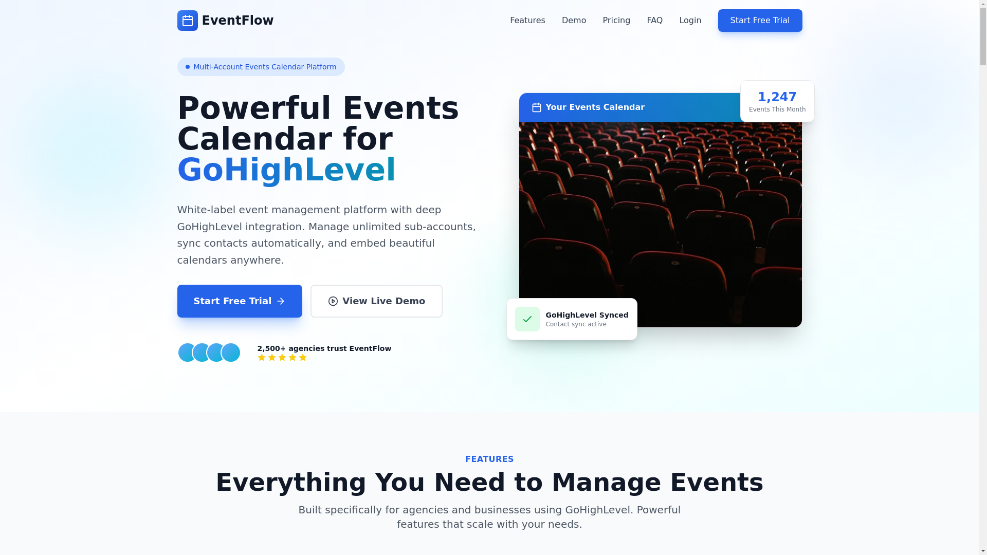 website screenshot of https://ghleventscalendar.com/