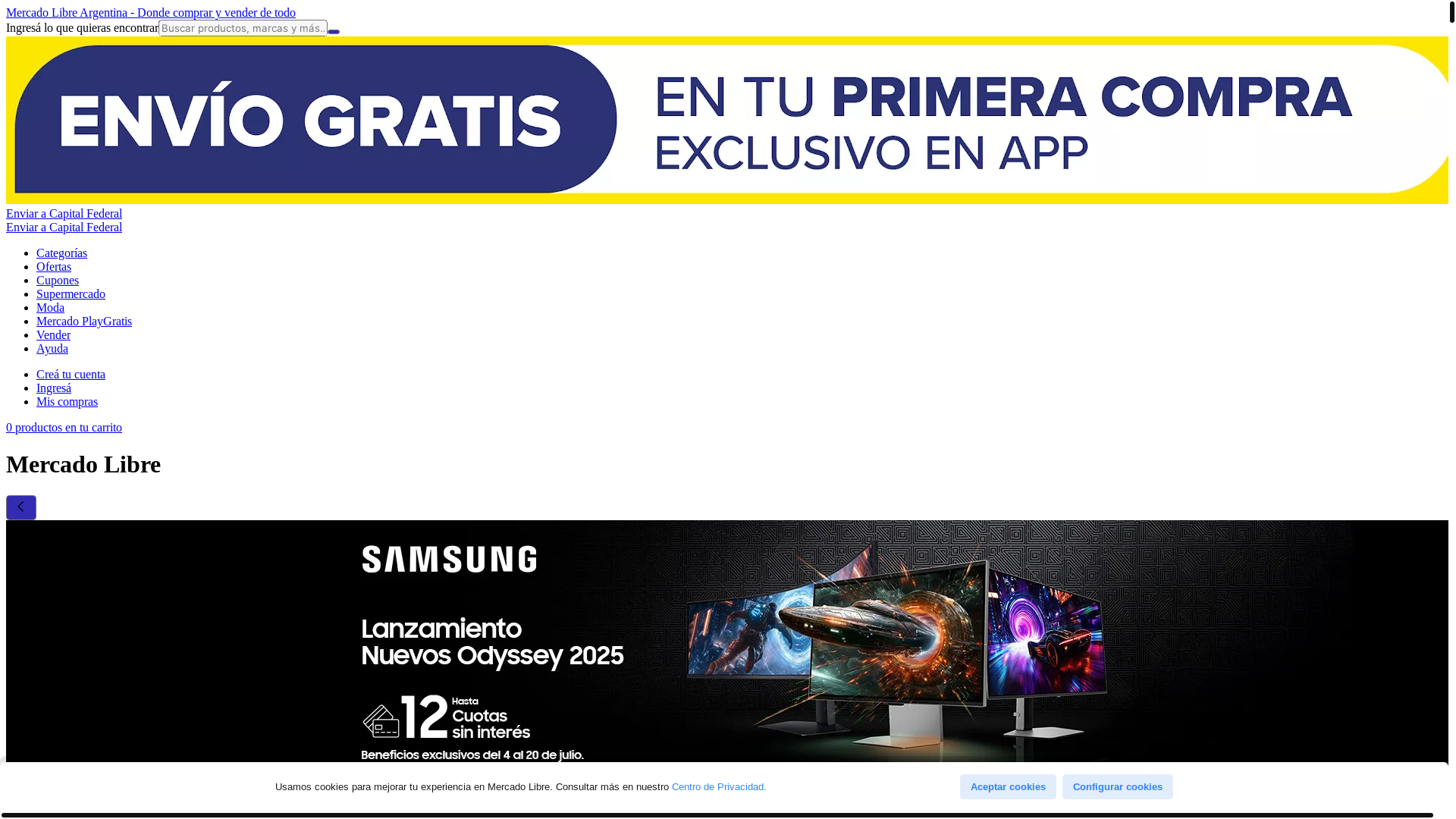 website screenshot of https://www.mercadolibre.com.ar/