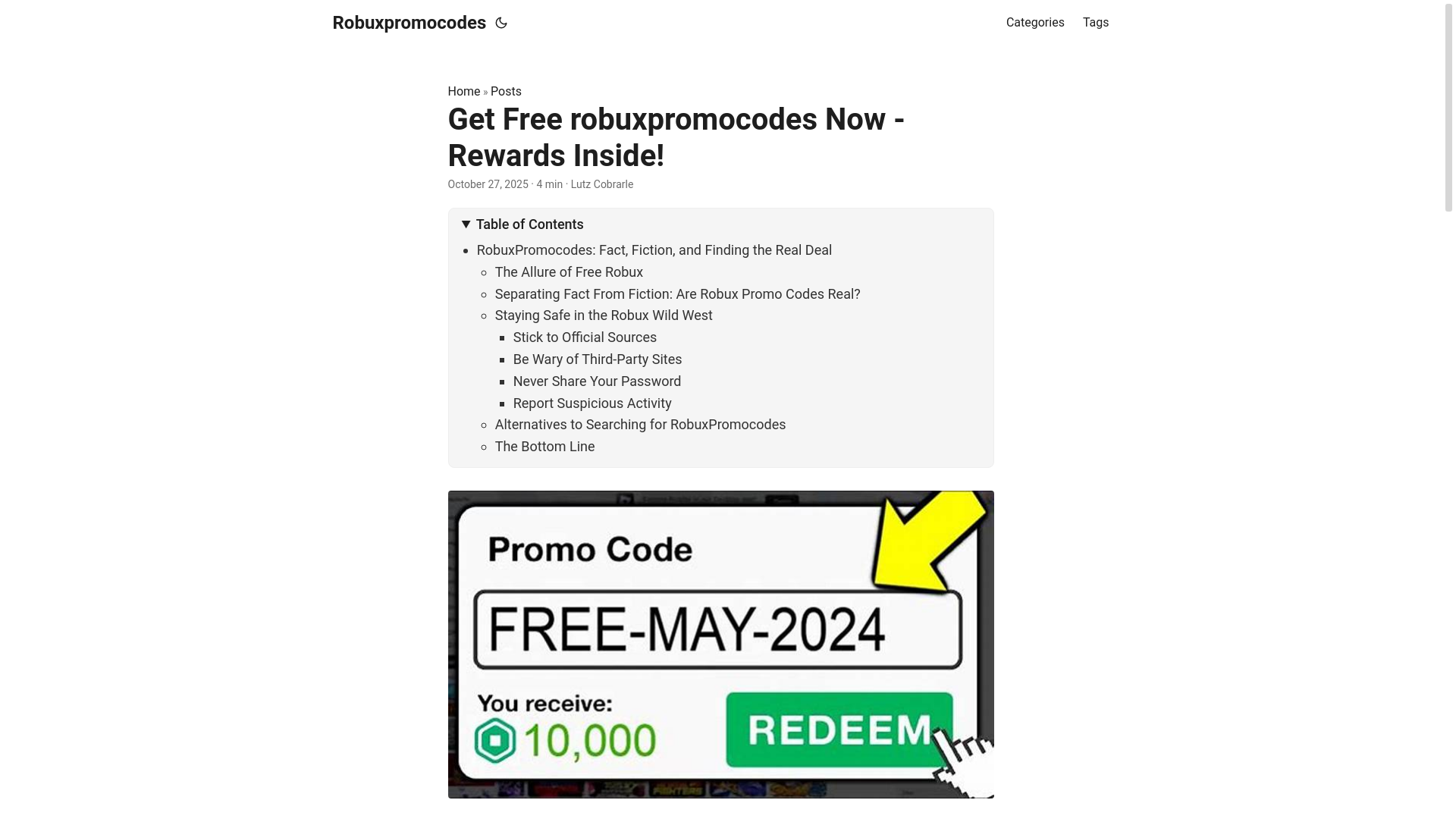 website screenshot of https://robuxpromocodes.pages.dev/