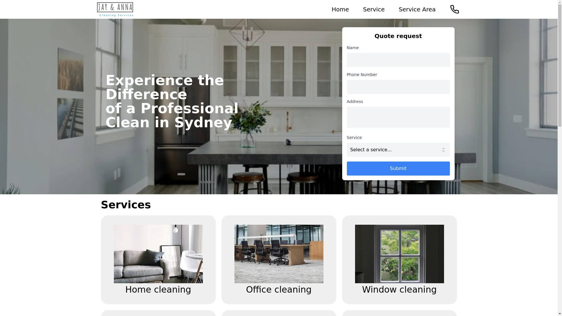 website screenshot of https://jayannacleaning.com.au/